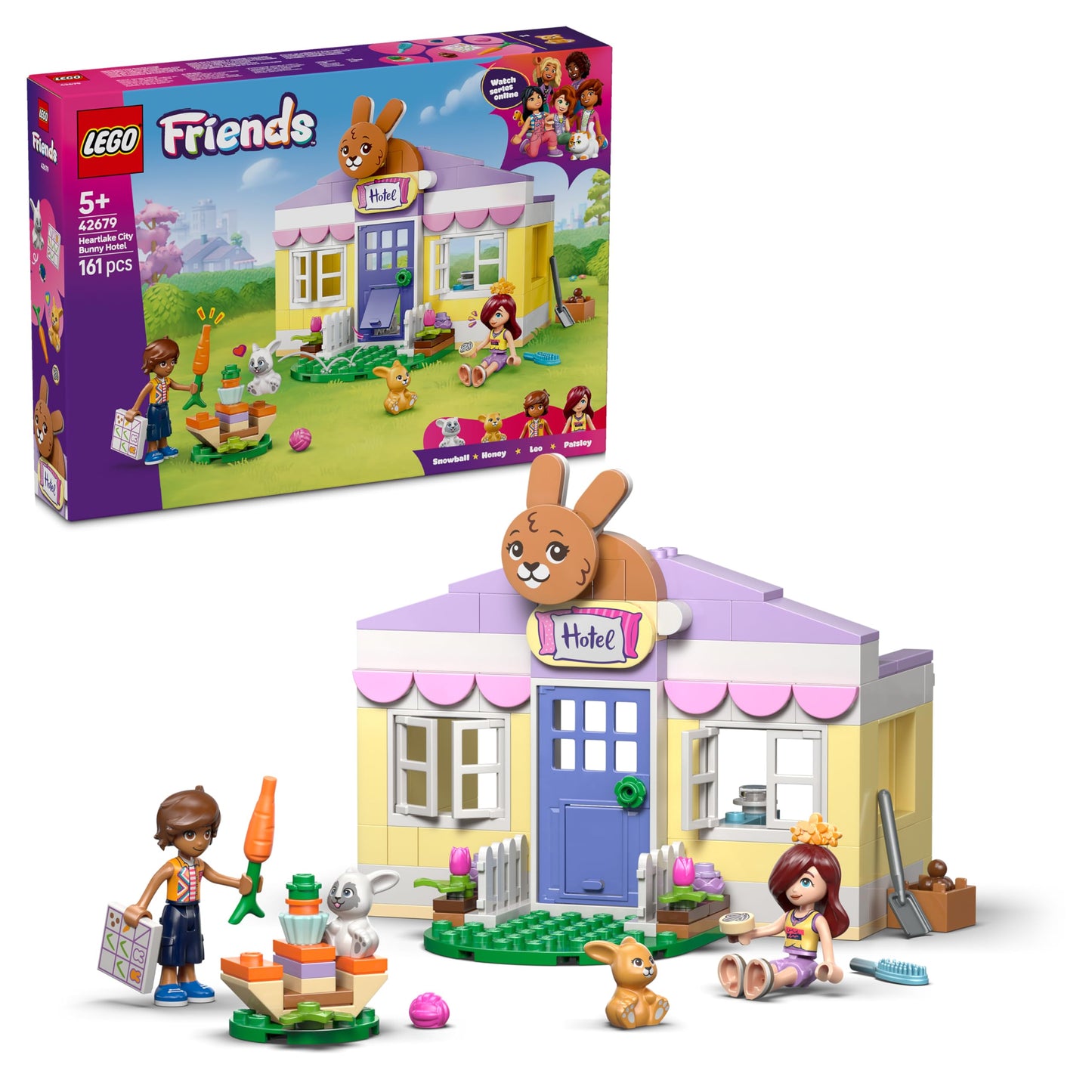 LEGO Friends Heartlake City Rabbit Hotel - House Playset with 2 Mini Dolls, 2 Animal Figures & Animal Care Accessories - Birthday Gift for Girls Ages 5 and Up - 42679