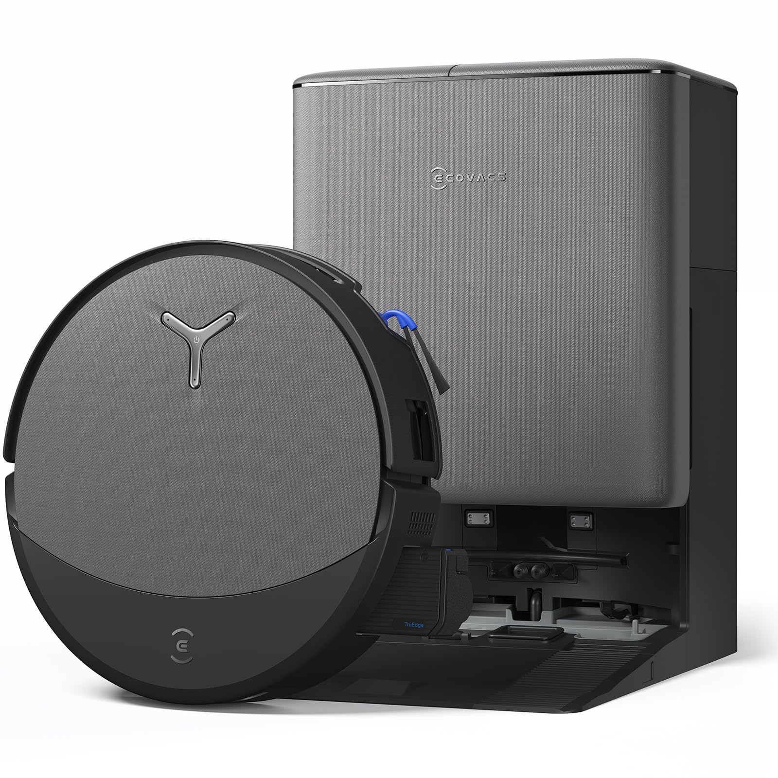 ECOVACS DEEBOT T90 PRO Omni robot vacuum cleaner with mopping function, robot vacuum cleaner 30,000 Pa, quick charging with PowerBoost, OZMO Roller 3.0 with TruEdge, automatic dosing of the cleaning solution, black