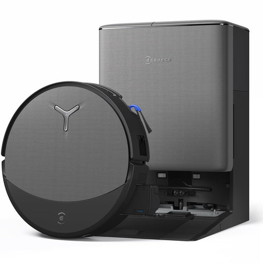 ECOVACS DEEBOT T90 PRO Omni robot vacuum cleaner with mopping function, robot vacuum cleaner 30,000 Pa, quick charging with PowerBoost, OZMO Roller 3.0 with TruEdge, automatic dosing of the cleaning solution, black
