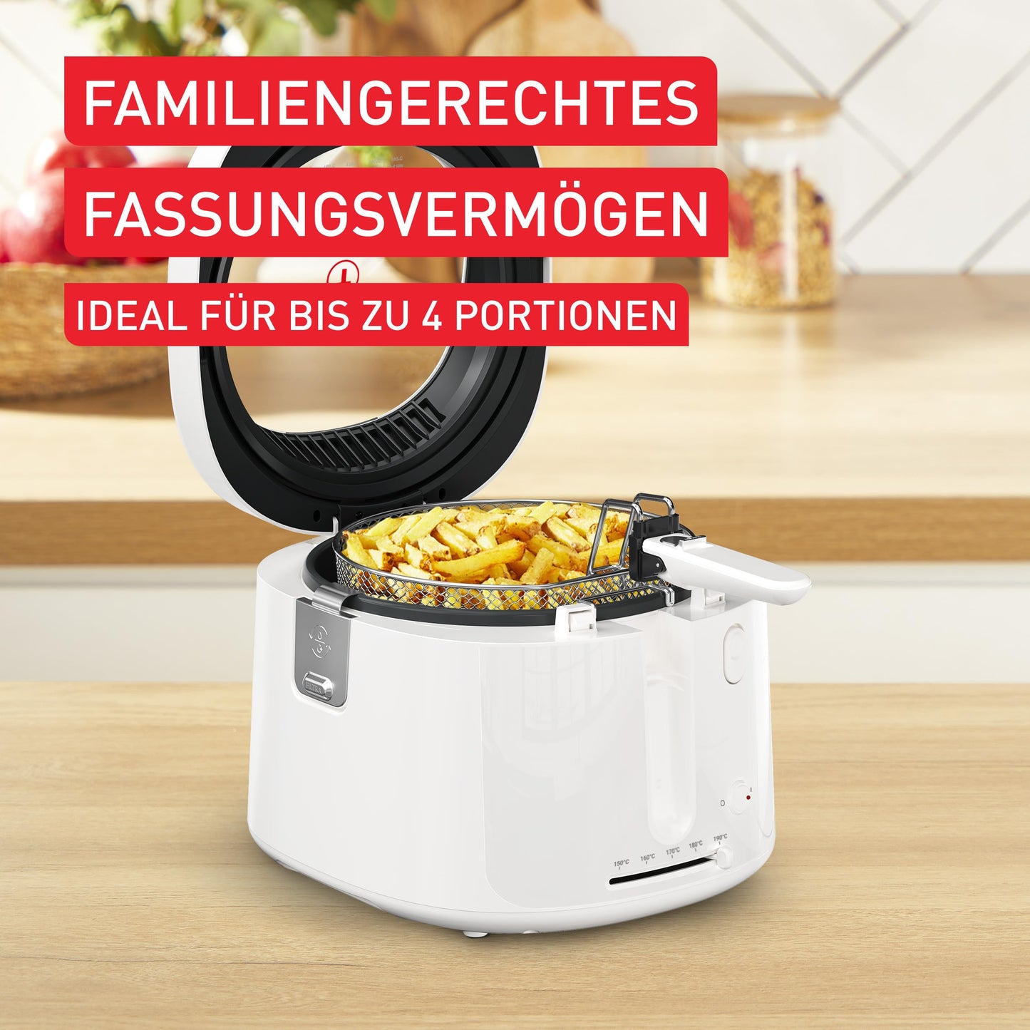 Tefal Filtra Vision Deep Fryer, 1kg Capacity, Extra Large Viewing Window, Modern Design, Folding Handle, Removable Parts, Timer, Temperature Control, White, FF2541E0