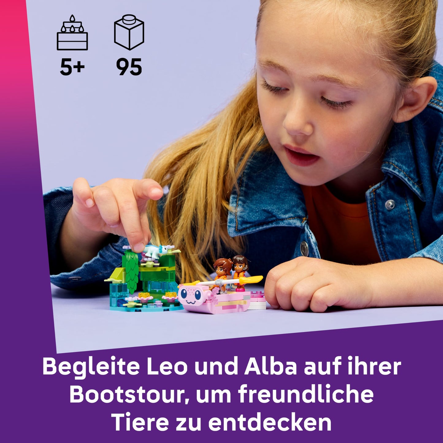 LEGO Friends Axolotl Adventure Boat - including 2 mini dolls, 2 cute animal figures, plants, flowers & accessories - birthday gift for girls aged 5 and up - 42681