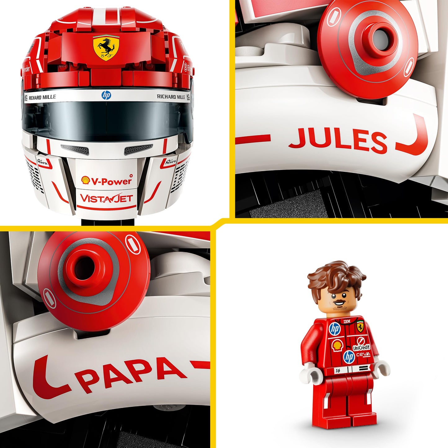 LEGO Editions Scuderia Ferrari HP Charles Leclerc helmet - F1 merchandise - exhibition model kit with collectible minifigure - gift for boys aged 14 and over and adult motorsport fans - 43014