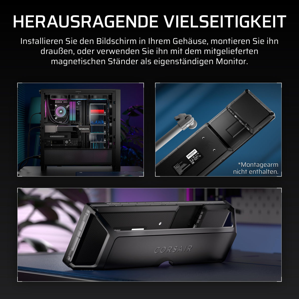 CORSAIR XENEON EDGE 14,5-Zoll-2K-LCD-Touchscreen HDMI și USB-C – Gri fumuriu - CC-9011357-WW