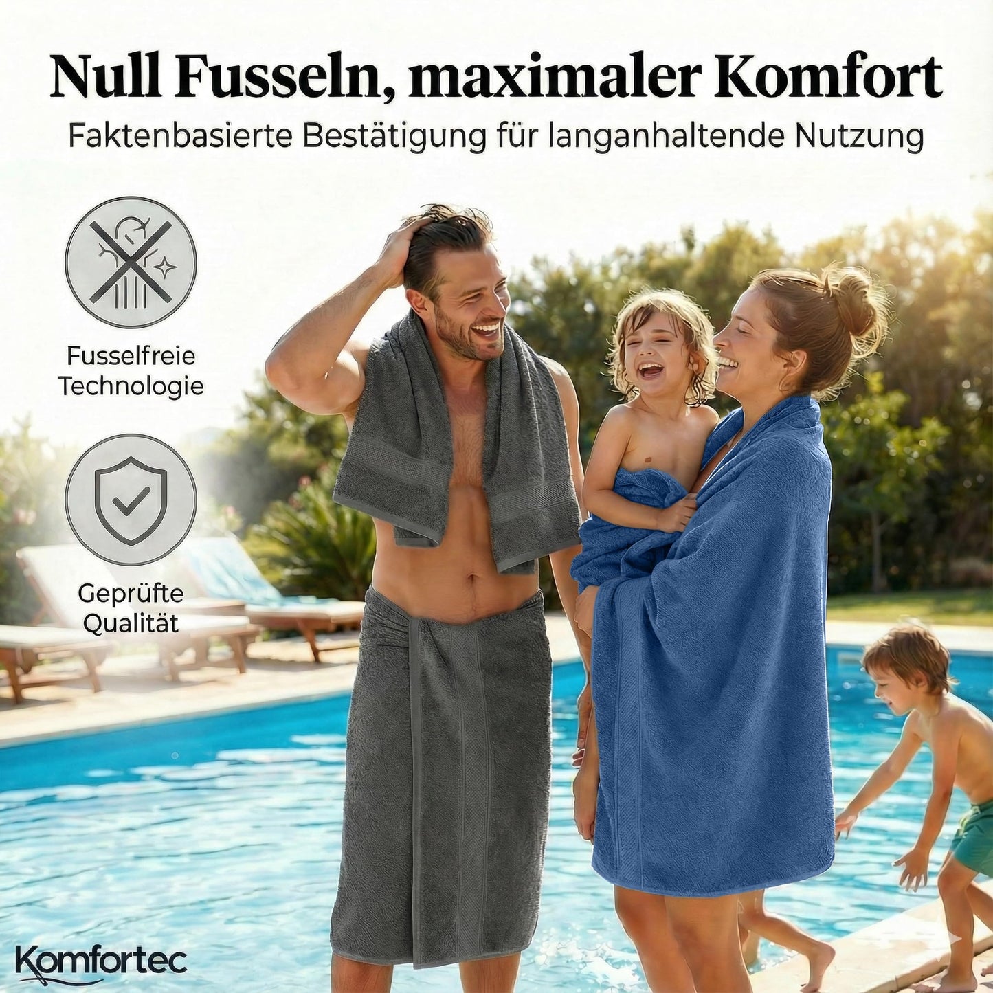 Komfortec set of 8 towels, 4 bath towels 70x140 cm & 4 hand towels 50x100 cm, 100% cotton terry cloth, fluffy and absorbent, anthracite/light blue - 4er-50x100-und-4er-70x140-anth-hellblau