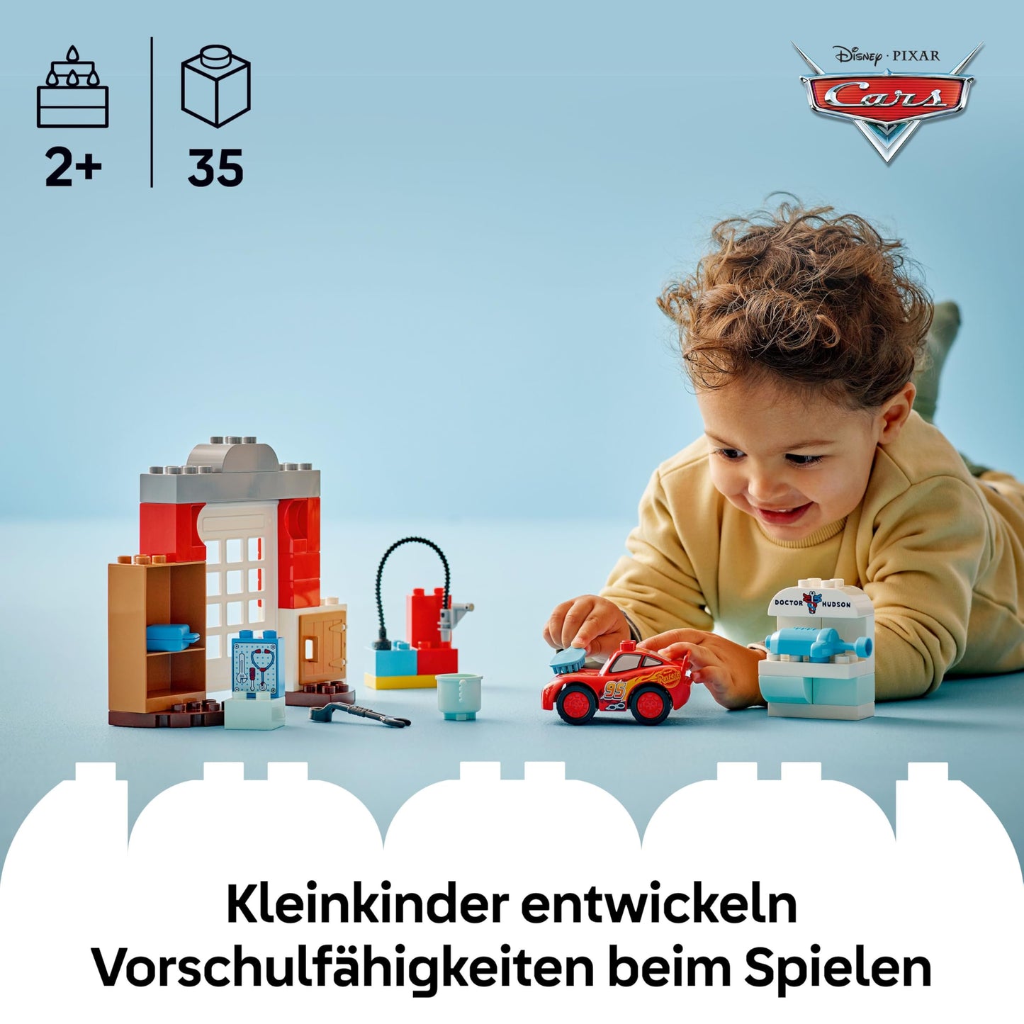 LEGO DUPLO │ Disney and Pixar Cars - McQueen's Visit to Doc's Workshop Racing Car for Toddlers with Lightning McQueen & Doc Hudson, Toy Car & Car Wash Accessories for Children Ages 2 and Up - 10456