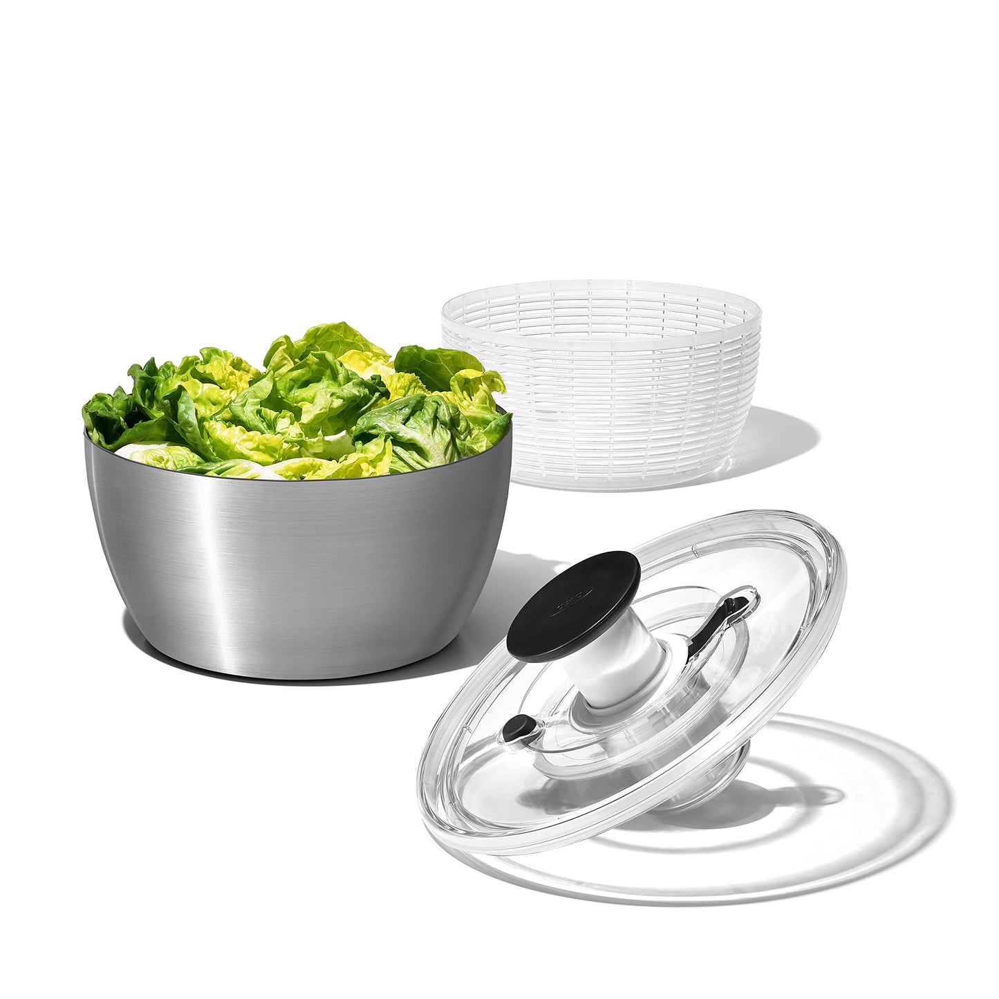 OXO Steel salad spinner made of stainless steel with lid - for washing and drying salad - 1071497
