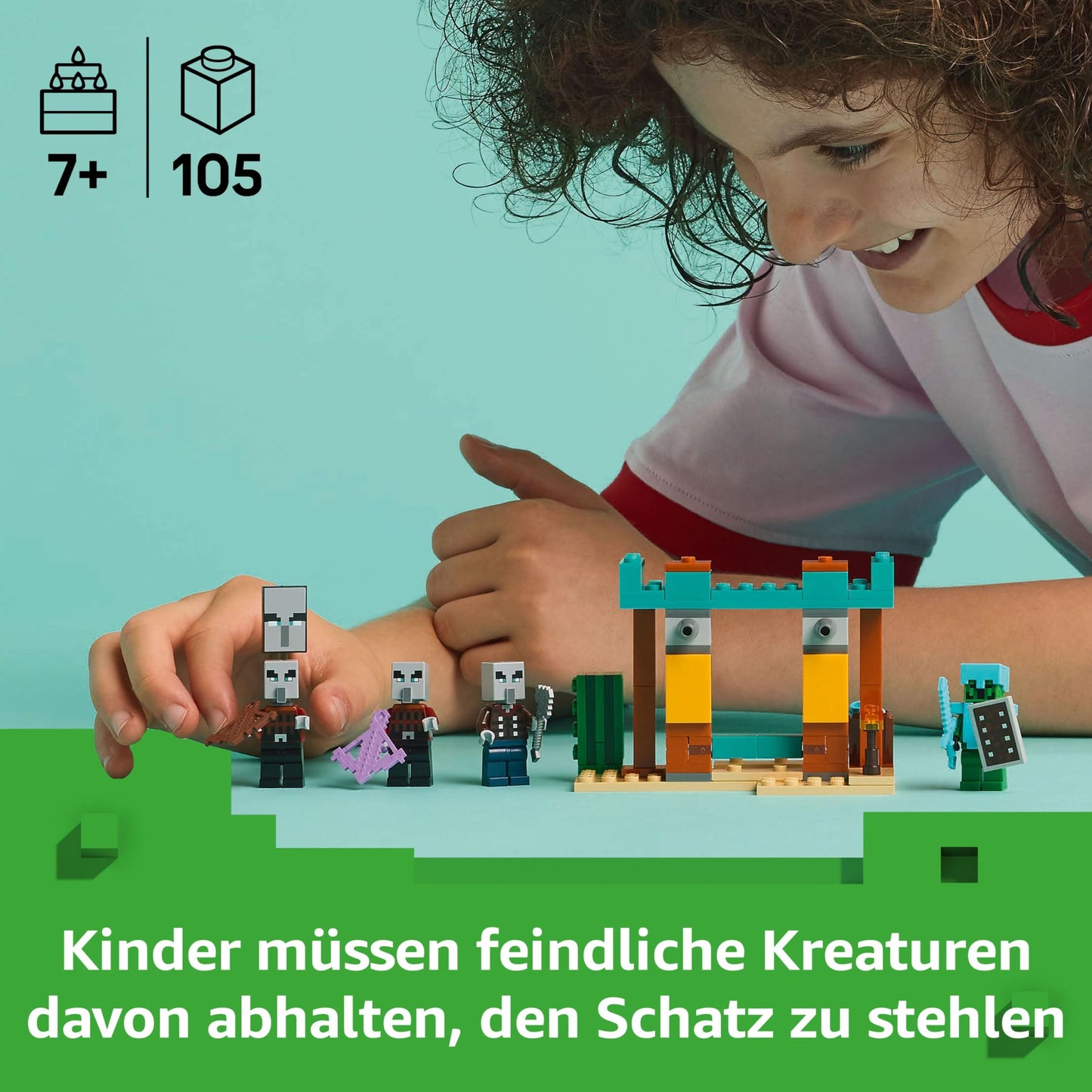 LEGO Minecraft The Illager Desert Patrol - gaming toy with figures, including a marauder, a vanzeiger and a cactus knight - gamer gift for boys and girls aged 7 and up - 21267