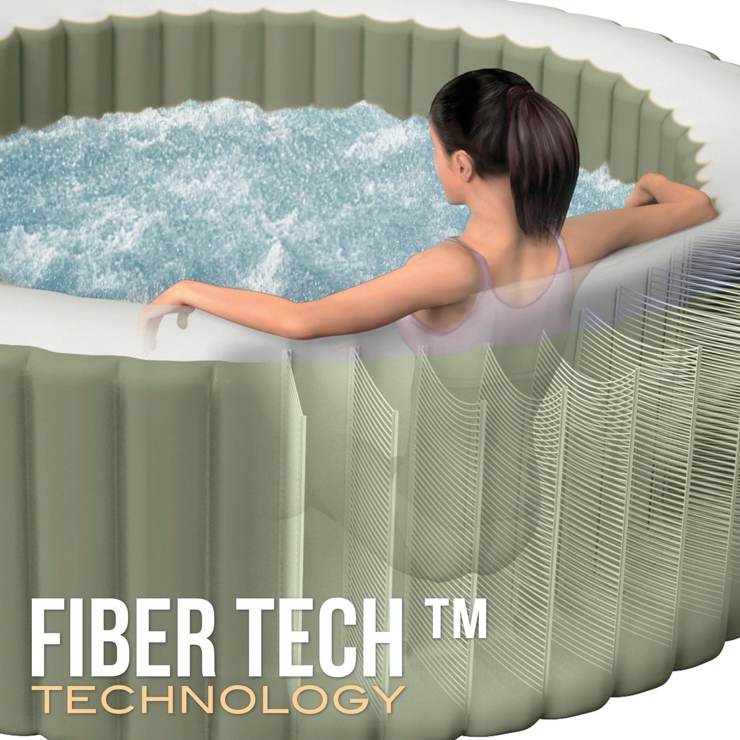 Intex 6-Person Olive Green Round Bubble Spa Set 28428NP (Inflated 216 cm x 71 cm)