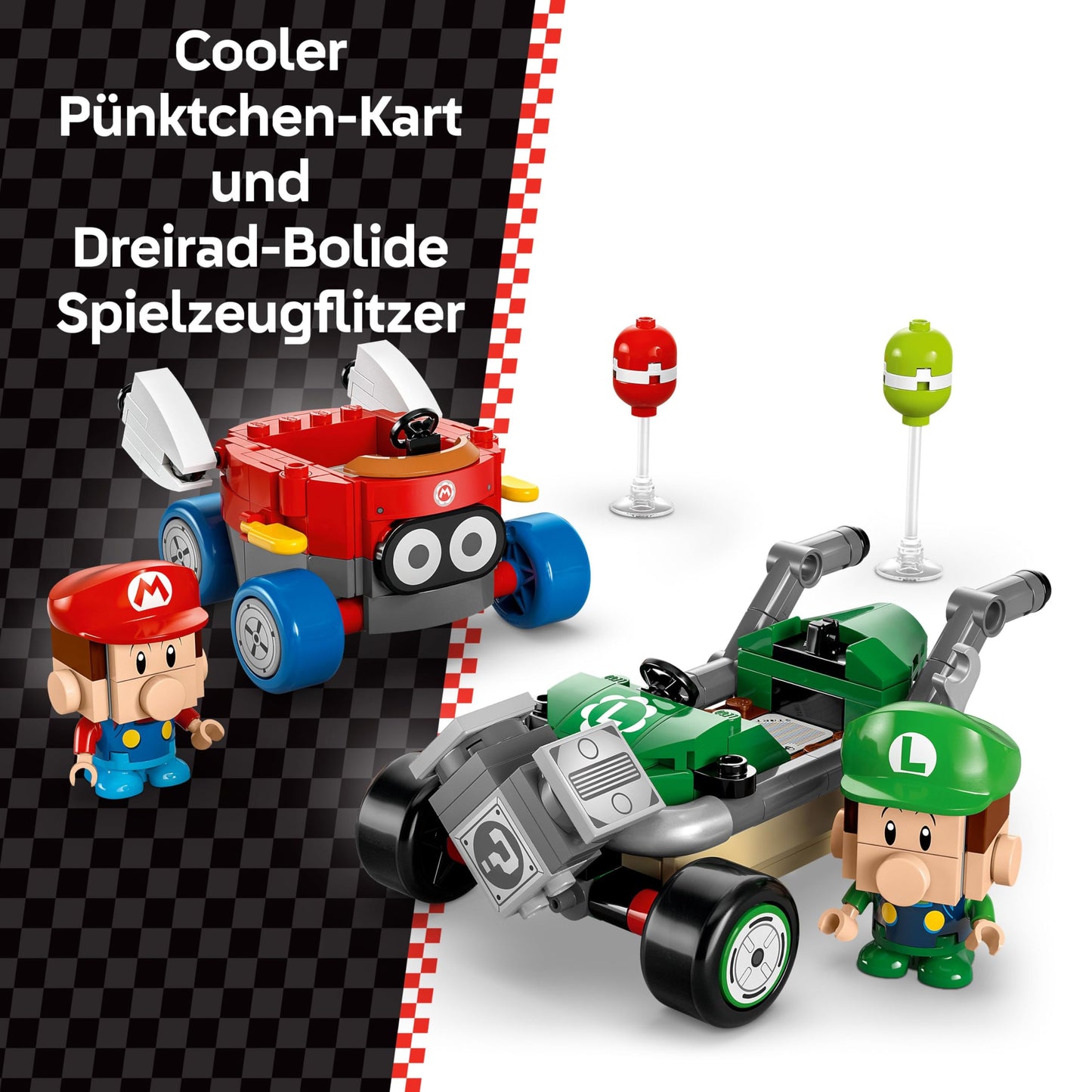 LEGO Mario Kart - Baby Mario vs. Baby Luigi, Nintendo figures to collect, 2 buildable toy cars, gift for boys, girls and gamers aged 8 and up, adventure toy 72034