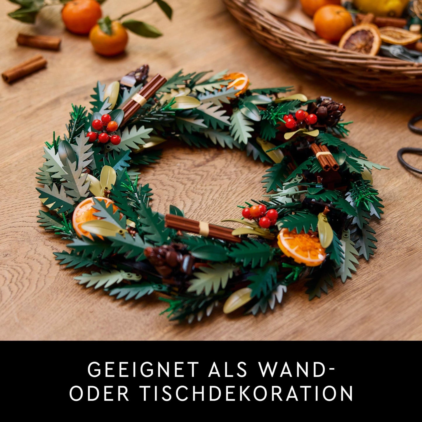 LEGO Botanicals Christmas wreath - Winter decoration for hanging - Christmas table decorations - Mindful building project - Make your own Advent wreath and door wreath - Christmas gifts for adults 10340