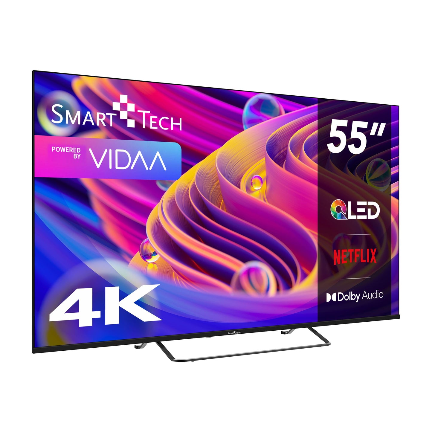 Smart Tech 55QV02K QLED TV 55 inch Smart TV VIDAA - HDR TV with 4K UHD resolution, Bluetooth and triple tuner (2026)