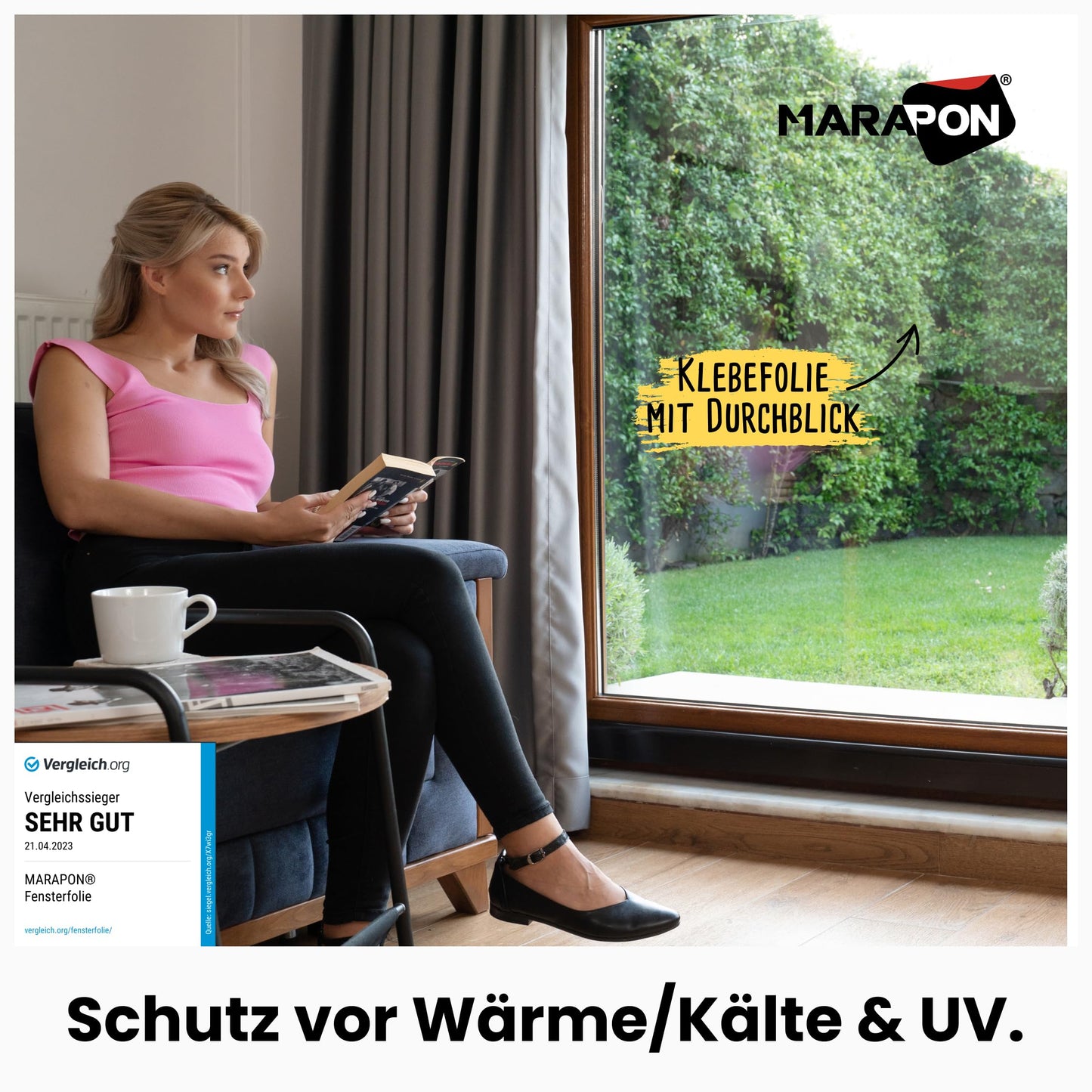 MARAPON® window film sun protection outside without residue [1.18x50 m] including eBook from the professional - mirror film window privacy protection - sun protection film window - darken roof windows - M11850-SMS-WS