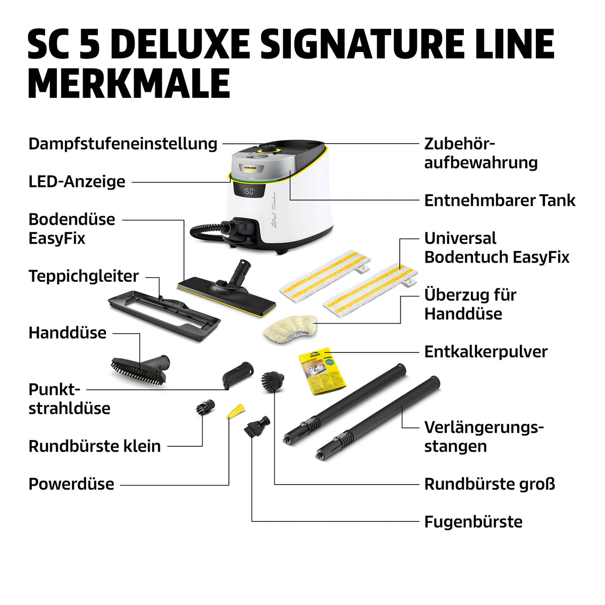 Kärcher Steam Cleaner SC 5 Deluxe Signature Line, Steam Pressure: 4 bar - 1.513-491.0