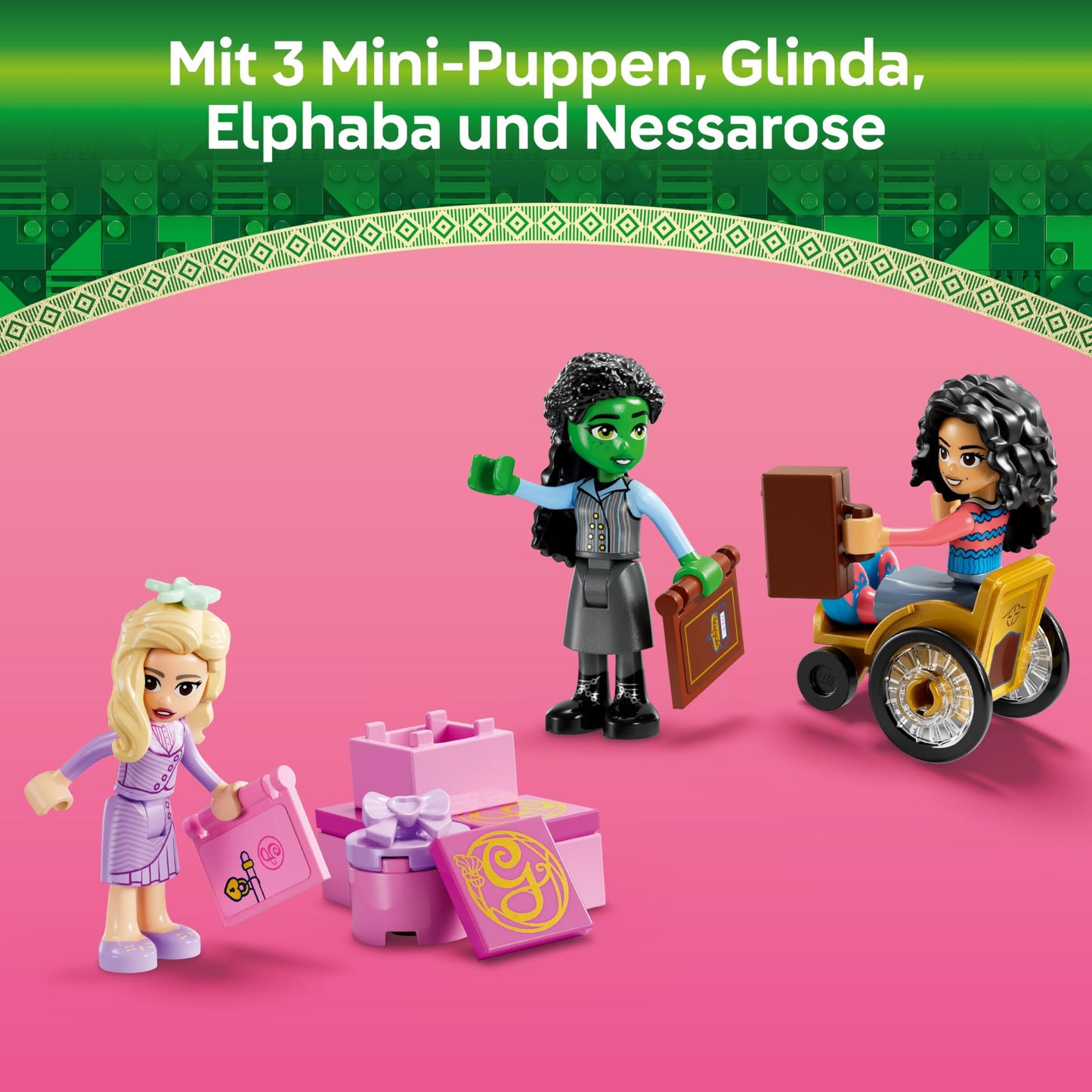 LEGO Wicked Glinda, Elphaba and Nessarose at Shiz University - toy with boat, 3 minifigures and fun accessories - birthday gift for girls and boys aged 7 and up and film fans - 75681