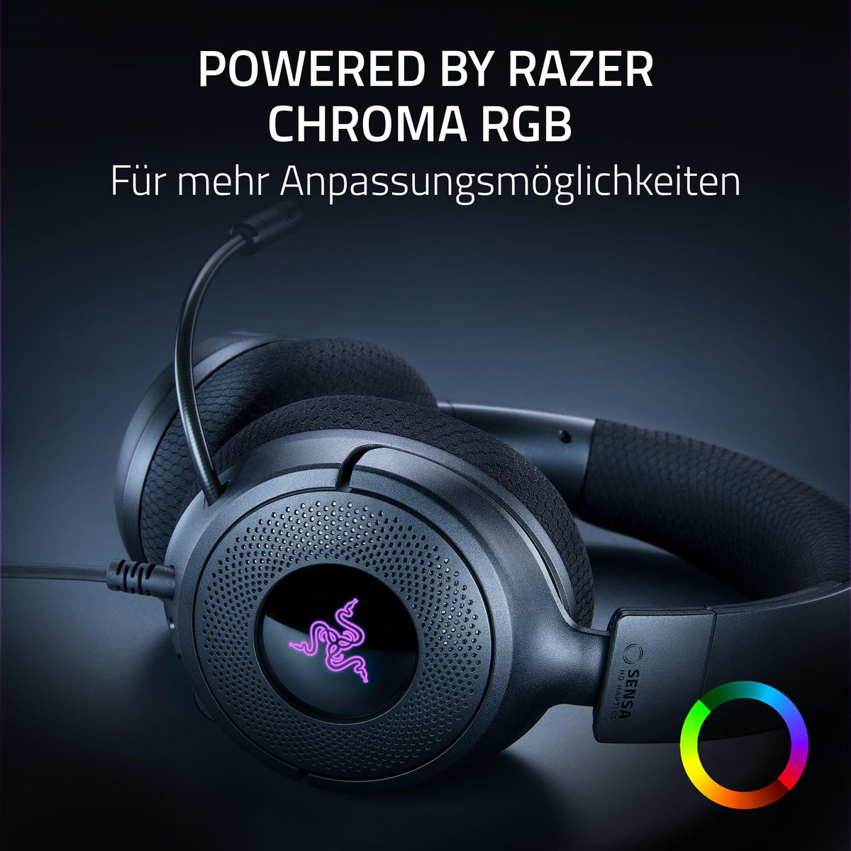 Razer Kraken V4 X Sensa HD Haptics - Căști de gaming cu fir și haptică HD - Driveri Triforce de 40 mm - Microfon HyperClear cu caracteristică cardioidă - Sunet surround 7.1 - RZ04-05730100-R3M1