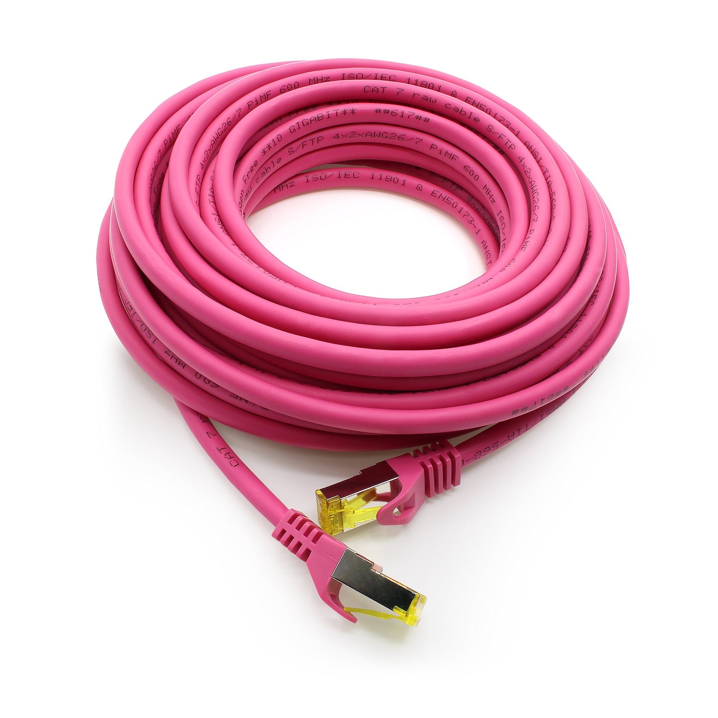 1aTTack.de Cat.7 network cable 3.0 m magenta pack of 10 Cat7 Ethernet cable network LAN cable raw cable 10 Gb s SFTP PIMF LSZH set patch cable with Rj 45 plug Cat.6a - 4251073617053