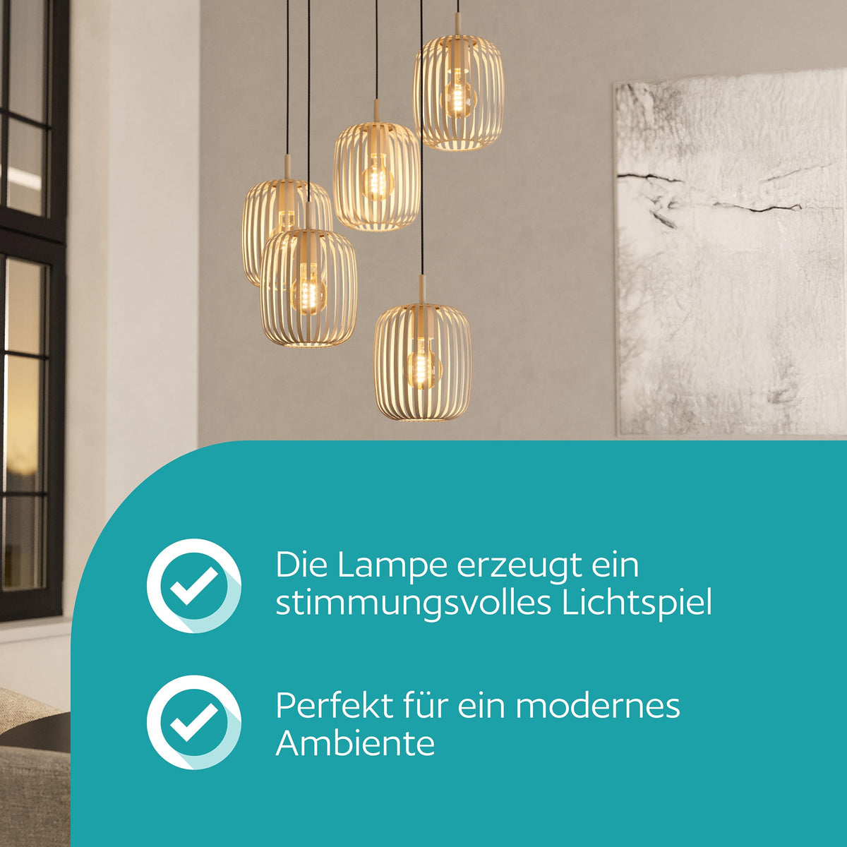 EGLO Romazzina Pendant Lamp, Cluster 5-Light Pendant - 901125