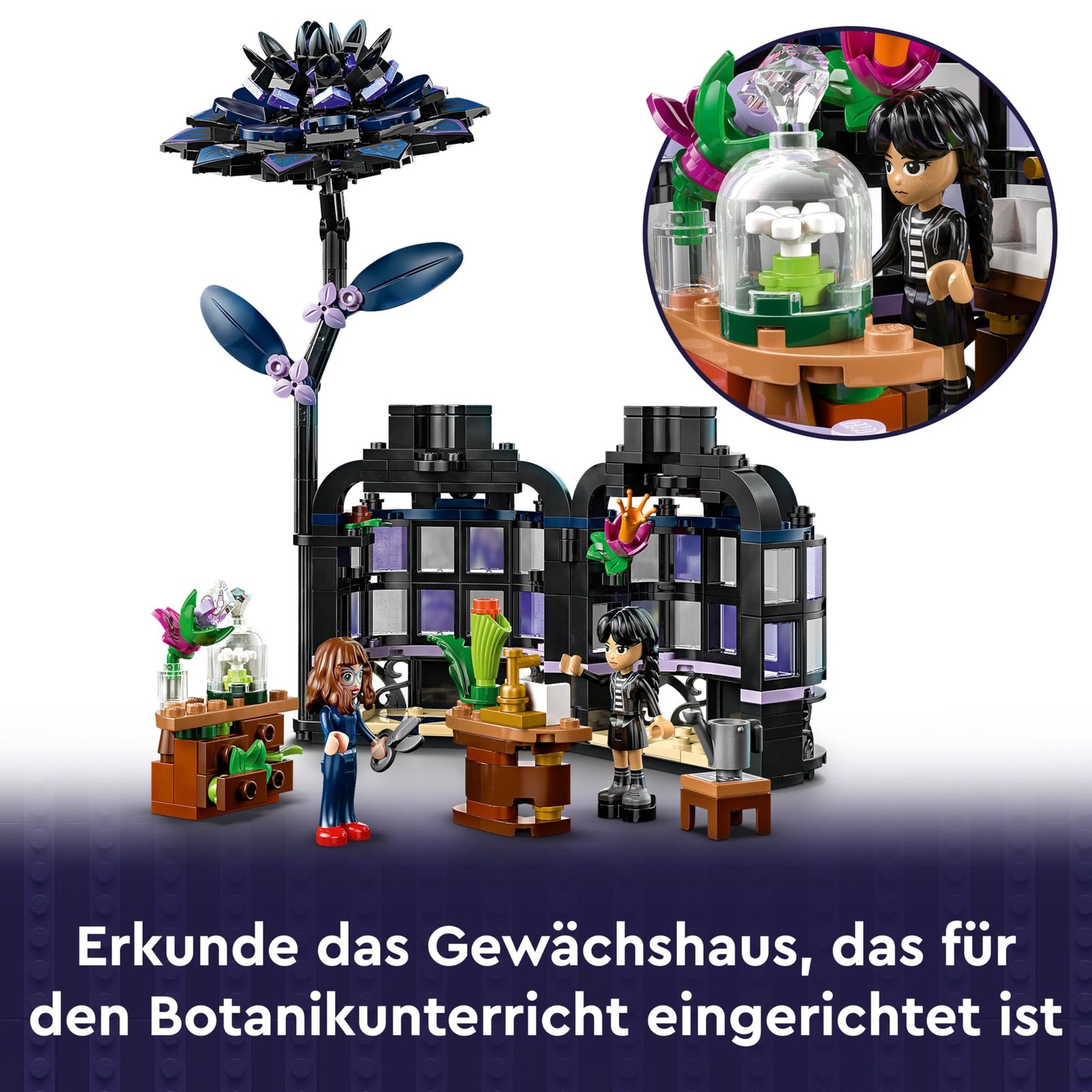 LEGO Wednesday Black Dahlia toy - playset for building and displaying with 2 minifigures and accessories - model building - children's gift for girls, boys and fans of the TV series from 9 years old - 76784