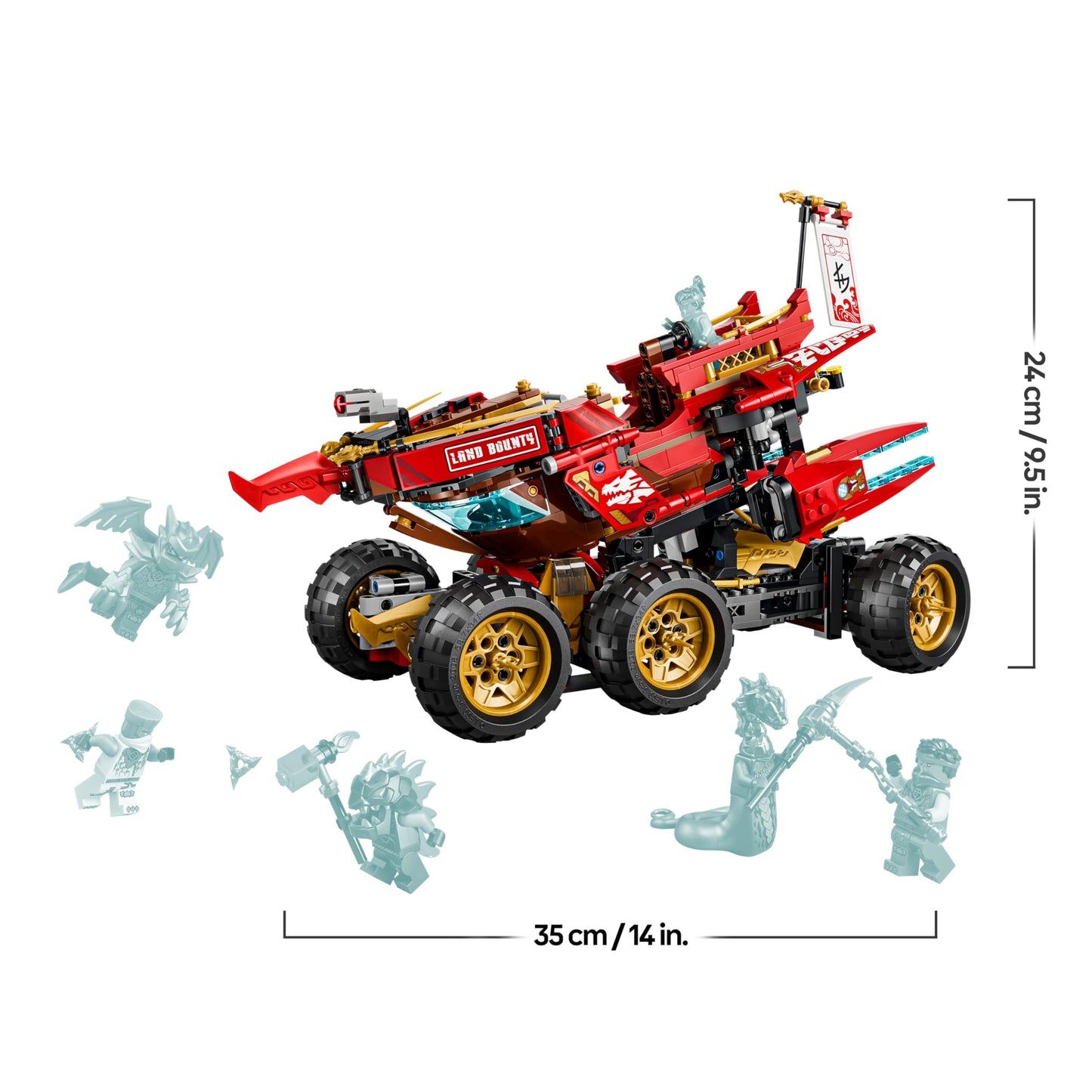 LEGO NINJAGO Desert Sailor - 3-in-1 ninja playset, convertible into flying boat, car & motorcycle - including 6 minifigures - gift idea for boys aged 9 and up and Dragons Rising fans - 71869