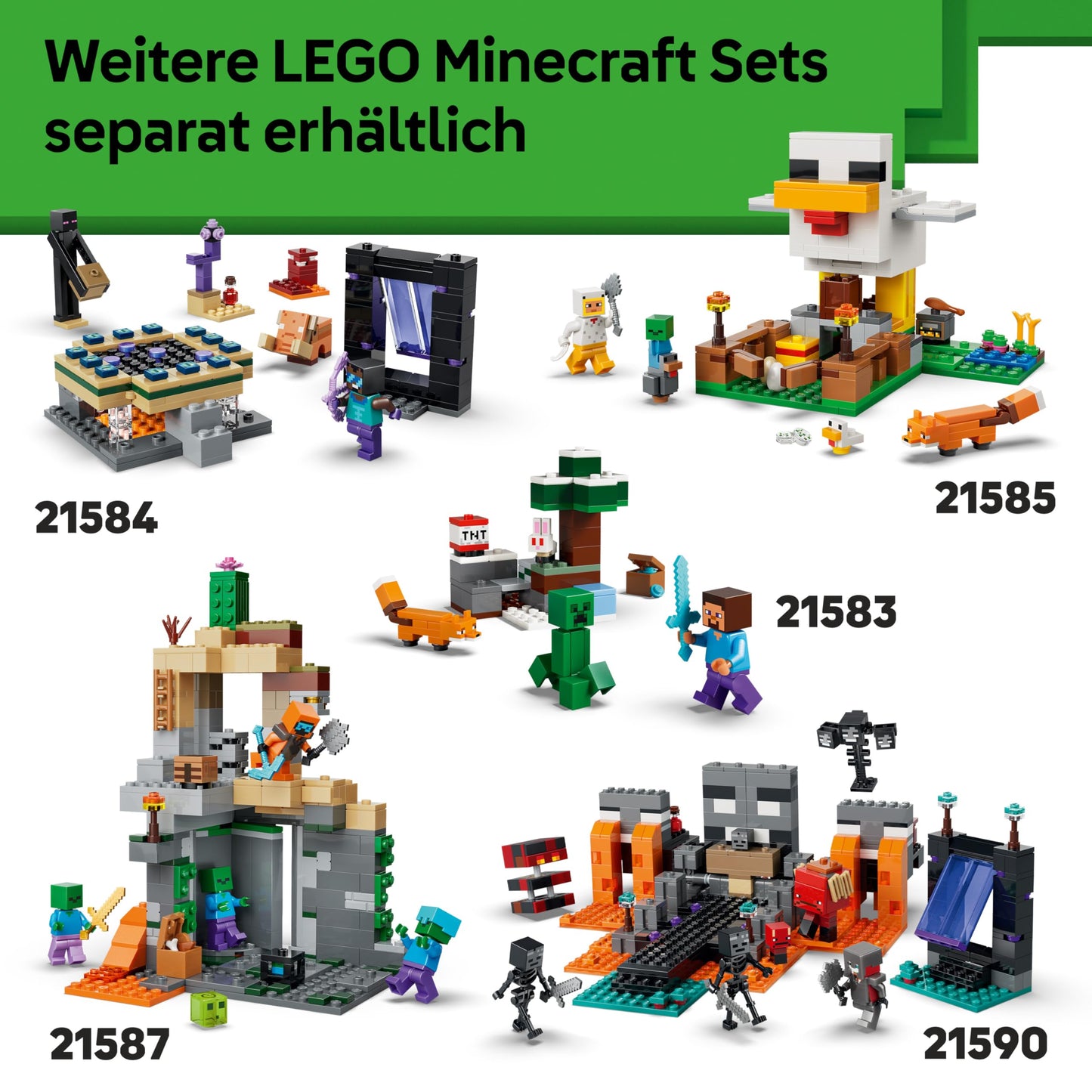 LEGO Minecraft Pale Garden - Creative toy for children - Toy biome for boys and girls aged 7 and up - with Minecraft figures - Mothman, Creeper, Skeleton and Gnarl - Gift - 21586
