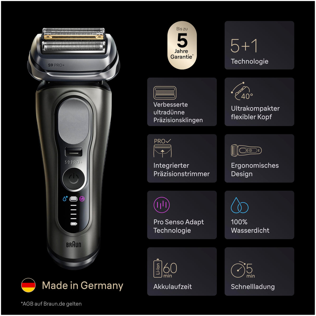 Braun Head Shaver for Men Series 9 PRO+, Graphite - 9615s