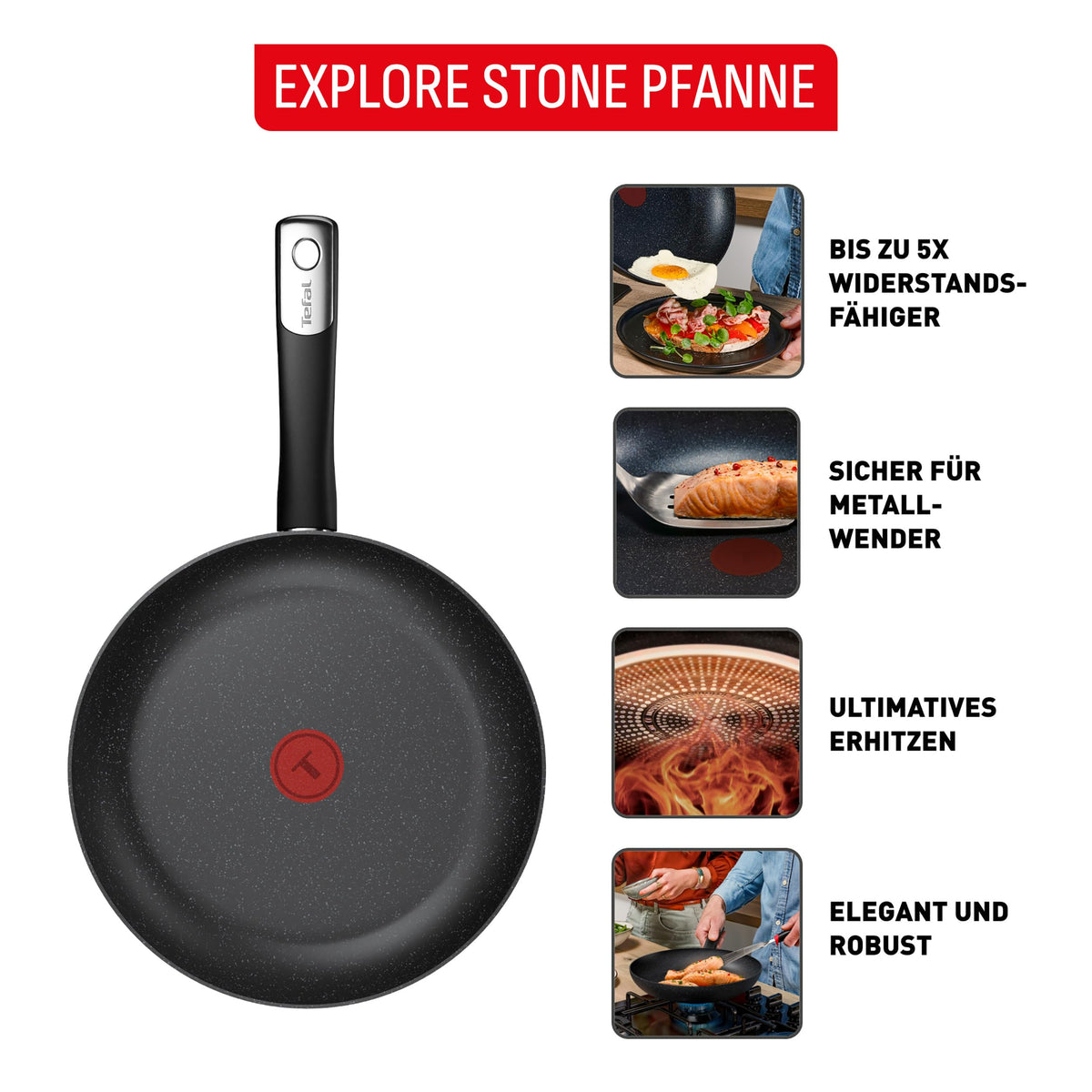 Tefal Explore Stone G7 Frying Pan 20 cm, Non-stick Induction Suitable - G0110232