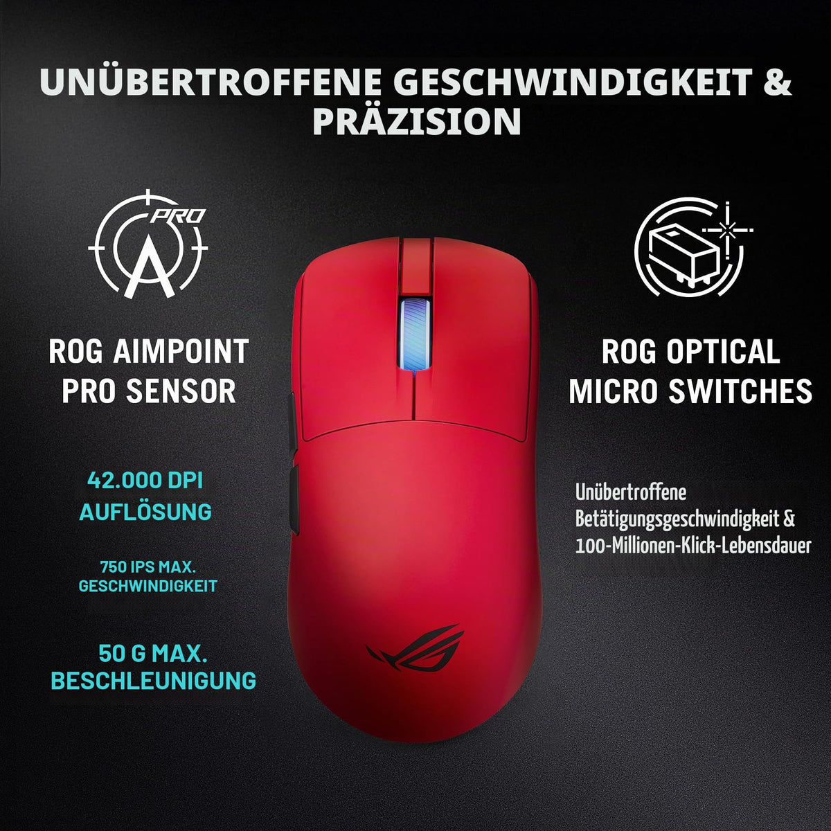 ASUS ROG Harpe II Ace Lava Red Wireless Gaming Mouse | Red - 90MP0490-BMUA20