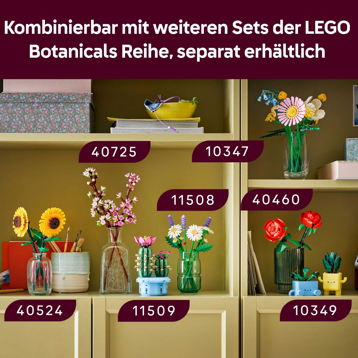 LEGO Botanicals Blooming Cactus - Set with artificial plant with 2 cacti and artificial flowers - DIY decoration - birthday gift idea for girls aged 9 and up & adult plant lovers - 11509