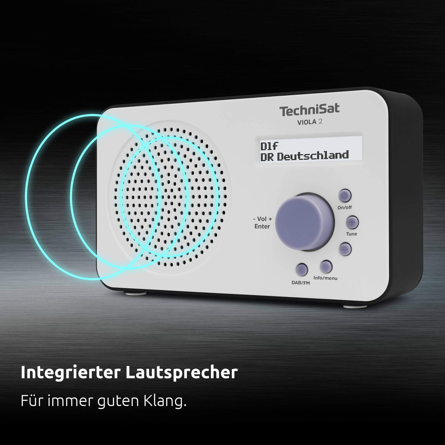 TechniSat Viola 2 - portable DAB radio (DAB+, FM, loudspeaker, headphone jack, two-line display, button control, small, 1 watt RMS) white/black - 0000/3906