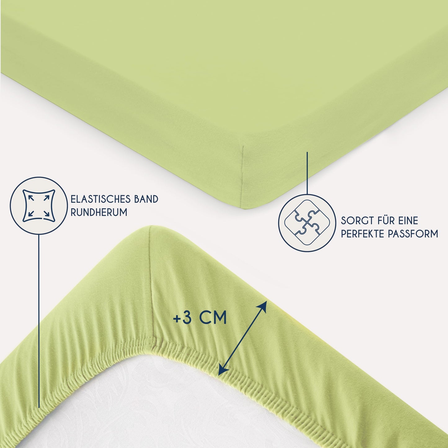 Dreamzie - fitted sheet 200x200cm - cotton Oeko Tex certified - green - 100% jersey fitted sheet 200x200 - DHC_200x200_Gn_2