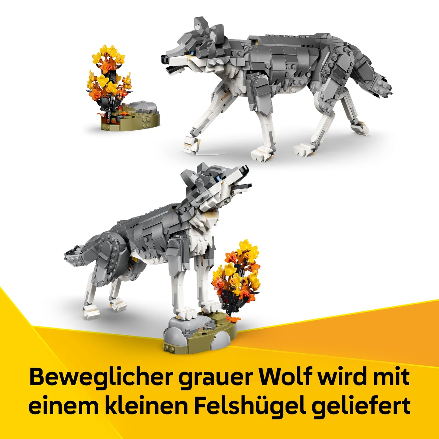 LEGO Creator Forest Animals: Wolf Toy - Animal Figure with 2 Building Options - Falcon or Raccoon - DIY Decoration for the Children's Room - Birthday Gift for Girls & Boys Ages 8 and Up - 31393