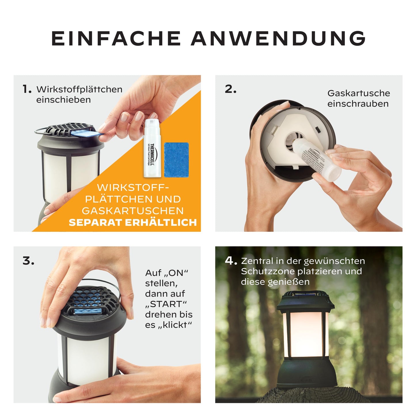 Thermacell mosquito repellent lantern without active ingredient plates, innovative mosquito repellent stand-alone device in a modern design, for gardens, terraces and camping with ambient lighting - 86601831