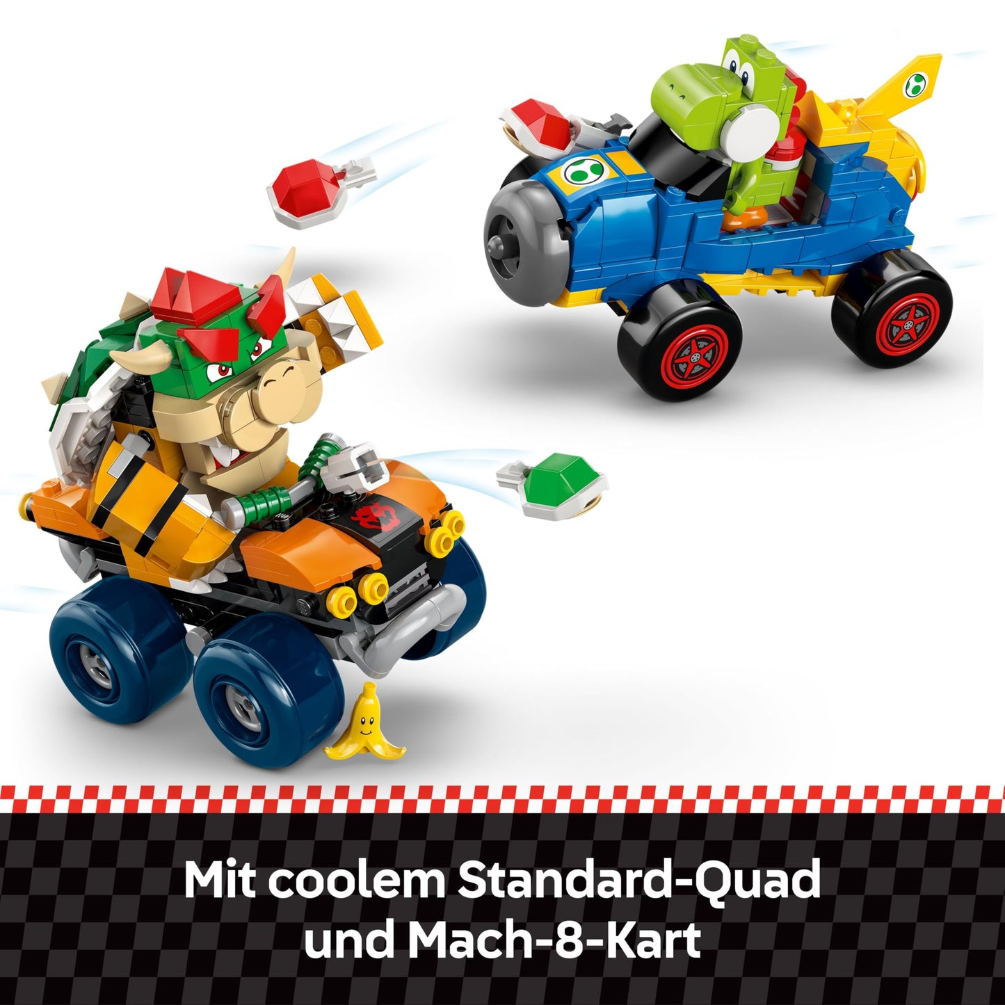 LEGO Super Mario: Mario Kart - Bowser's Castle - Interactive toy with 2 cars and 4 figures with Yoshi - Creative playset for children - Gamer gift for boys and girls aged 9 and up - 72039