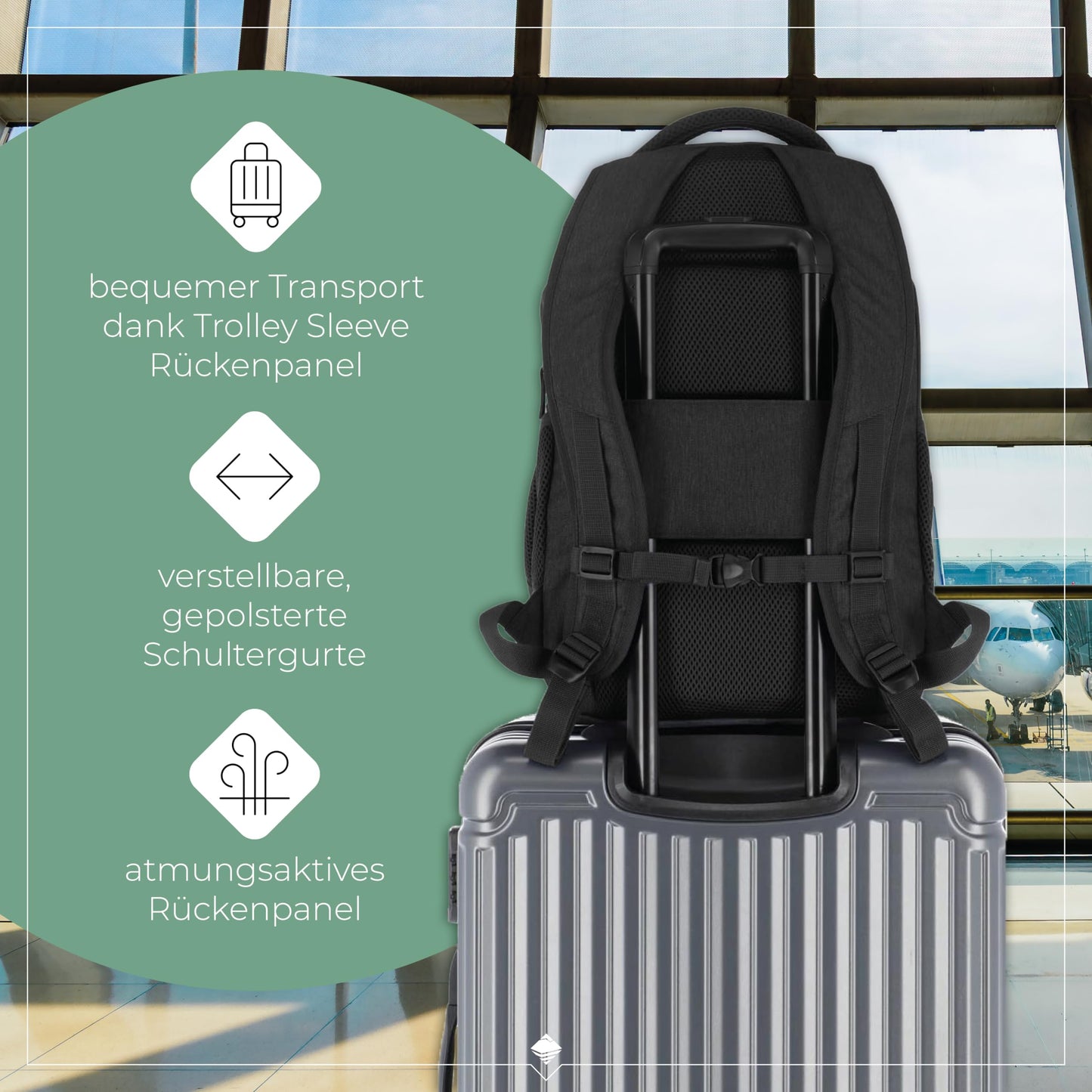 Travelite Basics Backpack - Laptop 15.6 inch, hand luggage, 45 cm, 22 liters - 096308-01