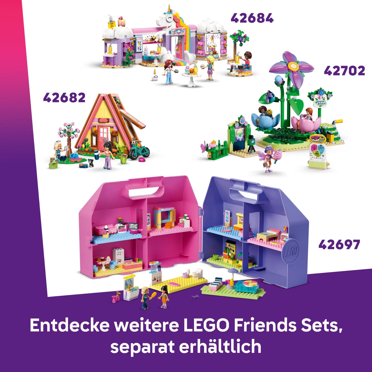 LEGO Friends Creative Flower Shop - Miniature playset with artificial flowers, vases & bouquets, 2 minifigures, bicycle & accessories - Children's room decoration - Gift idea for girls aged 7 and up - 42693