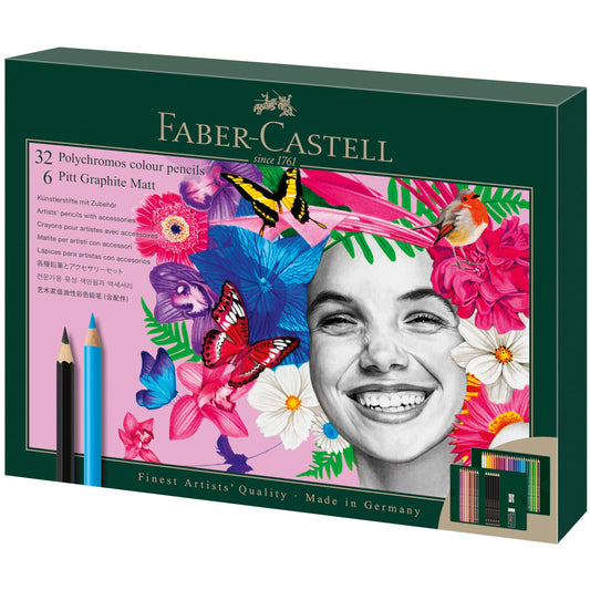 FABER-CASTELL - Drawing set Polychromos & Graphite Matt, 40 pieces - FC210053