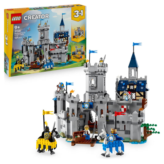 LEGO Creator Knight's Castle in the Middle Ages - 3-in-1 building set - Toy knight's castle - Convertible into knight's tournament scene or city - 6 minifigures - Gift for boys and girls aged 9 and up 31168