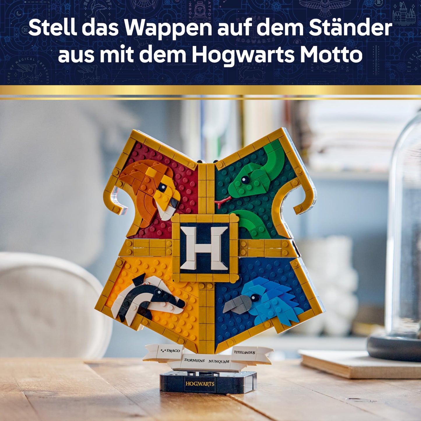 LEGO Harry Potter Hogwarts House Crest - Wall decoration 3D model with animals - DIY decoration for the children's room - Birthday gift for girls, boys and teenagers aged 12 and over - 76462