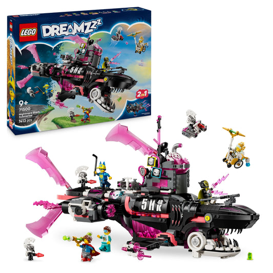 LEGO DREAMZzz Nightmare Shark Submarine - Modular set with 2 building options, 2 removable aircraft and 5 minifigures, including Mateo and Astrid - Gift for girls and boys aged 9 and up - 71500