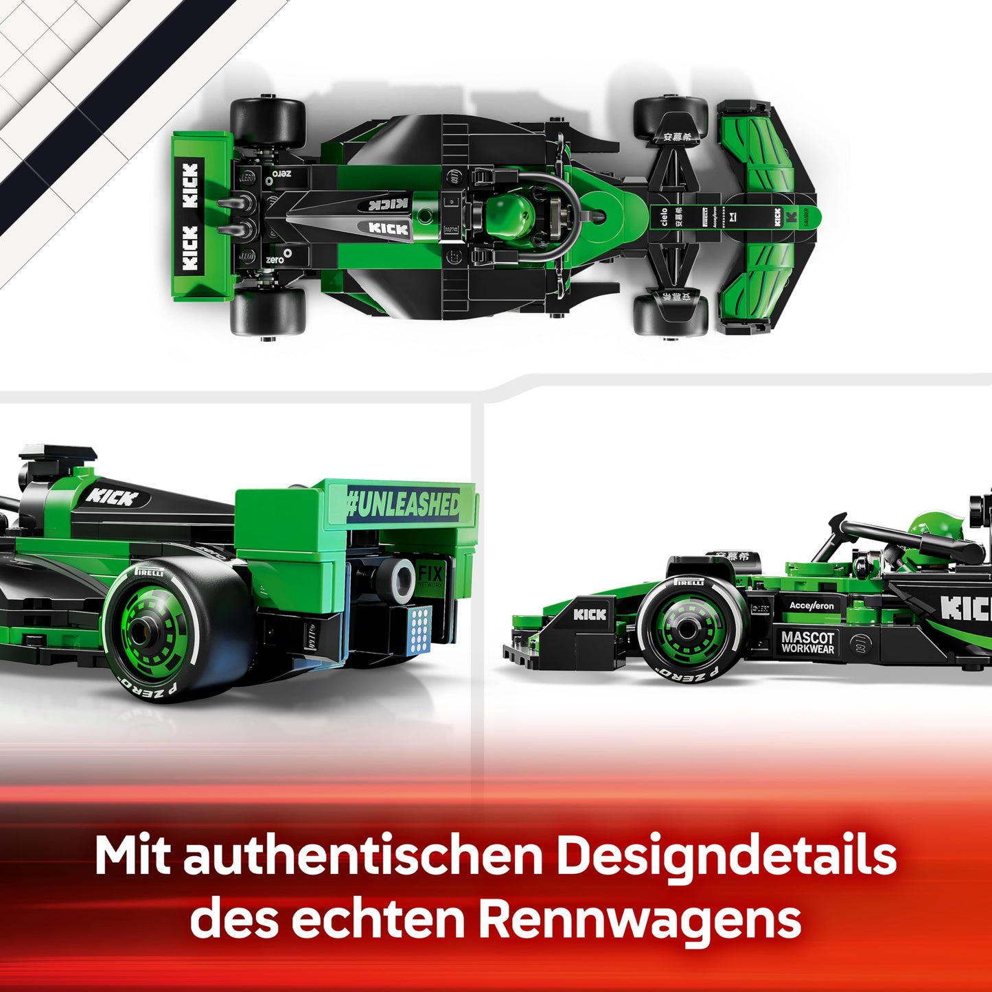 LEGO Speed Champions Kick Sauber F1 Team C44 racing car - toy with Formula 1 minifigure to collect - building set - gift for boys and girls aged 10 and over and adult motorsport fans 77247