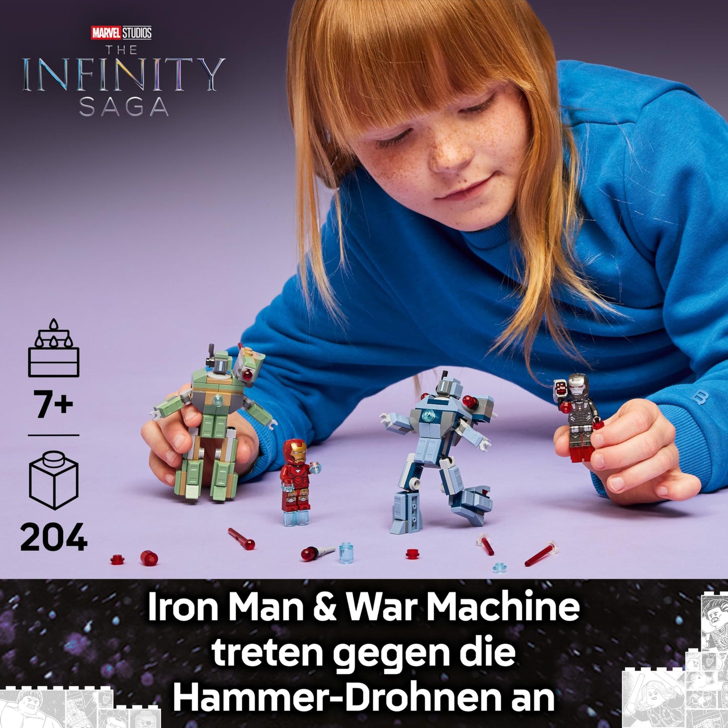 LEGO ǀ Marvel Iron Man & War Machine vs. Hammer Drones - Building Toy with 2 Minifigures & 2 Action Figures with Stud Shooters - Super Hero Gift for 7+ Year Old Boys - 76320