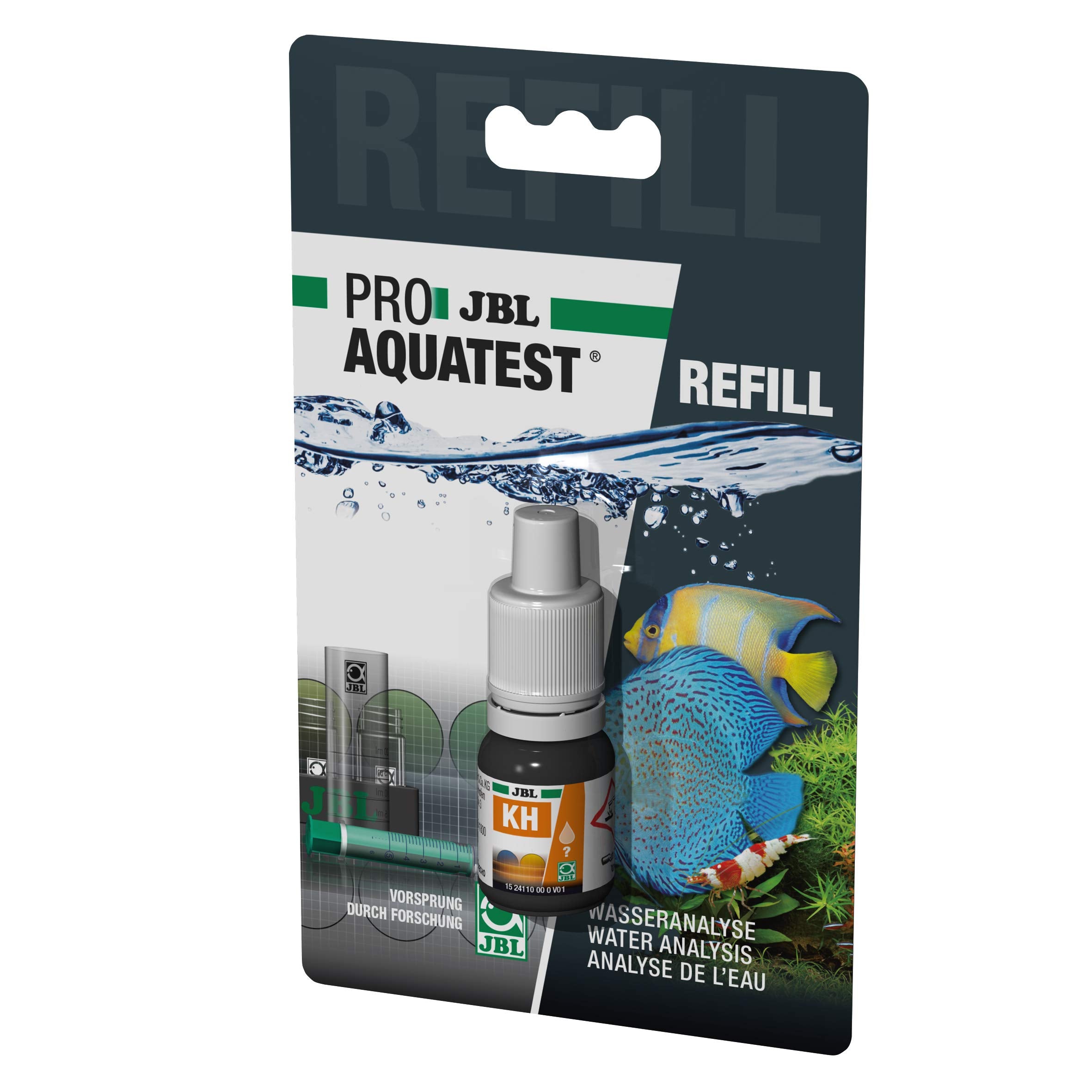 JBL water test refill, for fresh/seawater aquariums and ponds, ProAquaTest KH carbonate hardness refill, 1 piece - 2411100