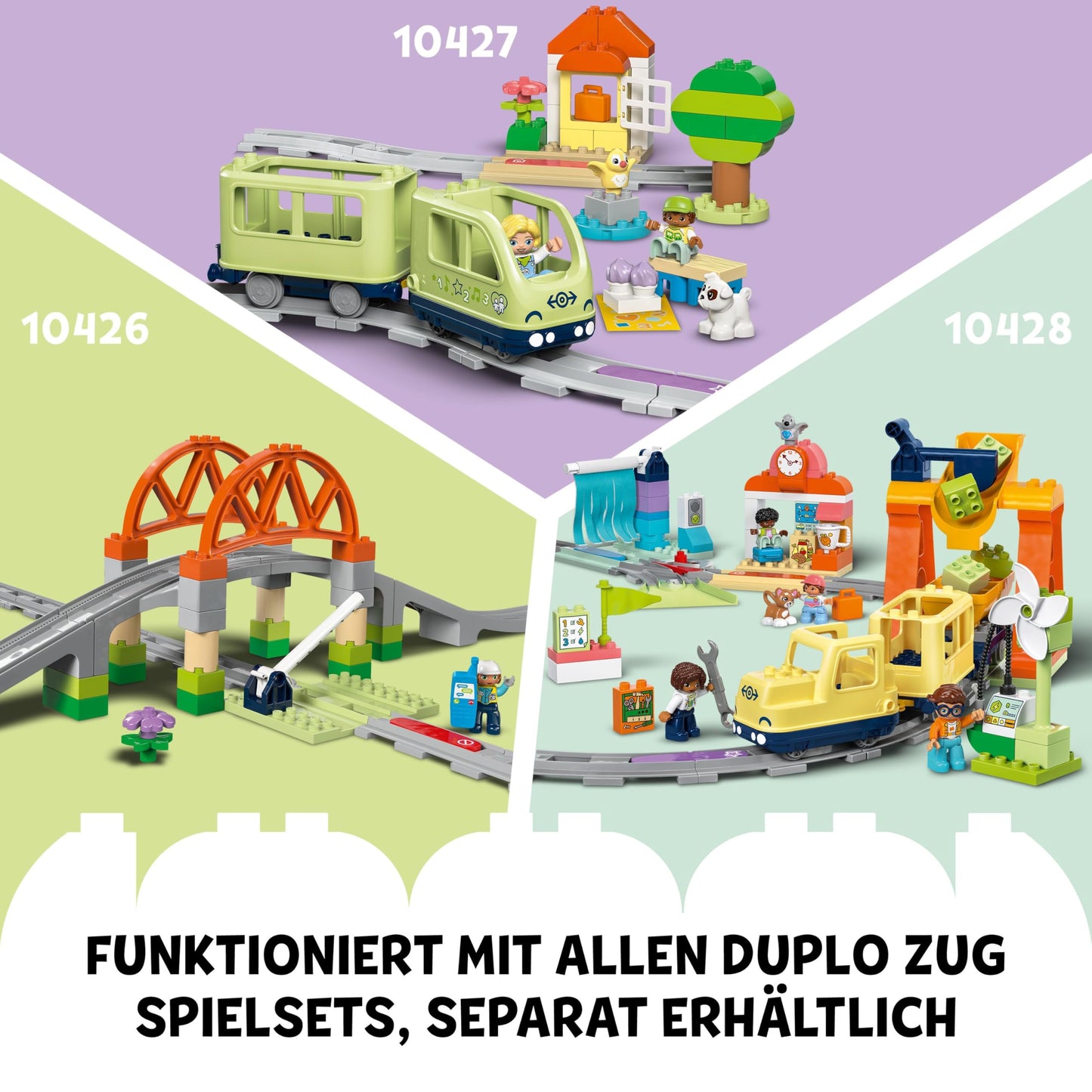 LEGO DUPLO Railway Tunnel and Rails - Expansion Set - Educational Toys for Toddlers - 10-Piece Railway Track with Funnel and Switch - Gift for Boys & Girls from 2 Years - 10425