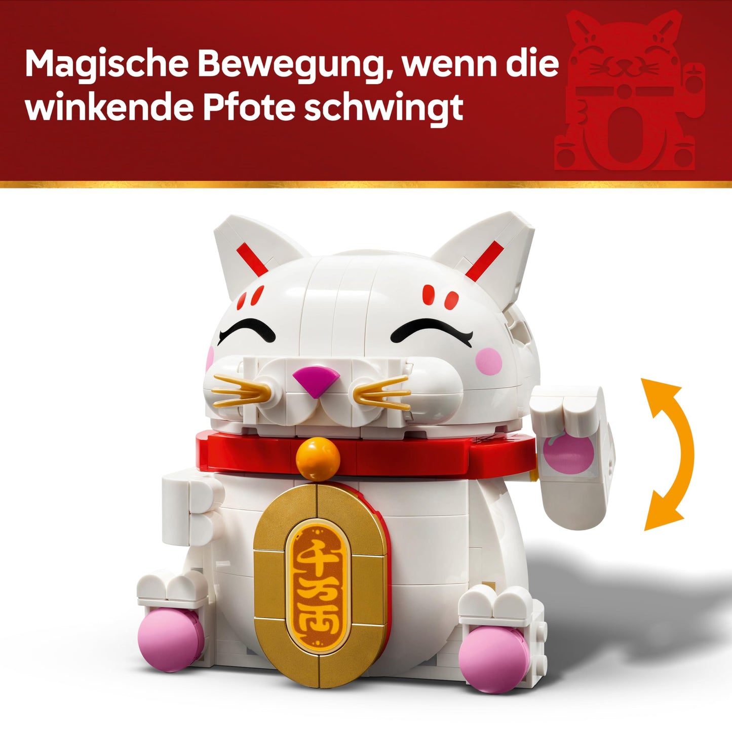LEGO lucky cat - building set for adults - model building with animal figure with waving paw and gold coin - cat figure for building - DIY decoration set - creative gift for children and adults - 40813