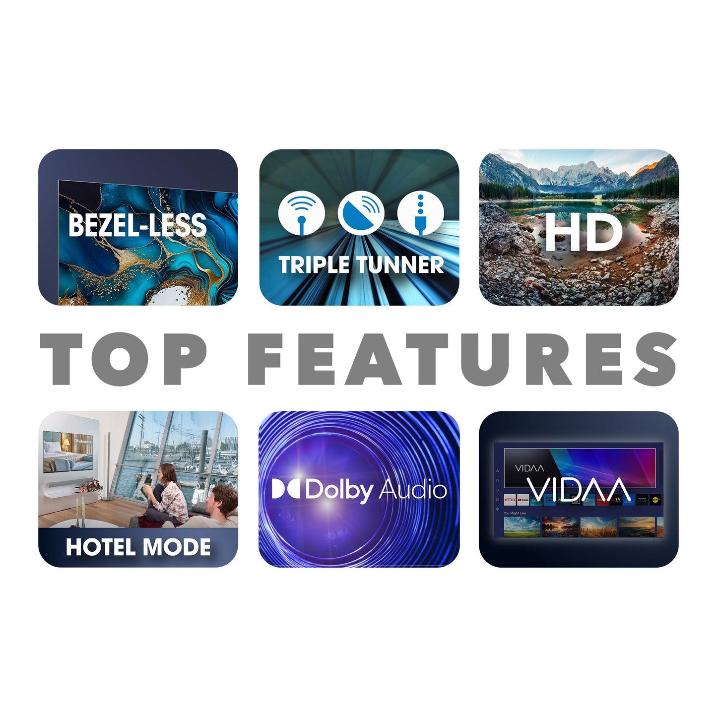 Smart Tech TV LED HD 24' (60 cm) 24HV02V VIDAA 3xHDMI 2xUSB Hotel Mode, Netflix, YouTube, Video, Disney+ - 24hv02v