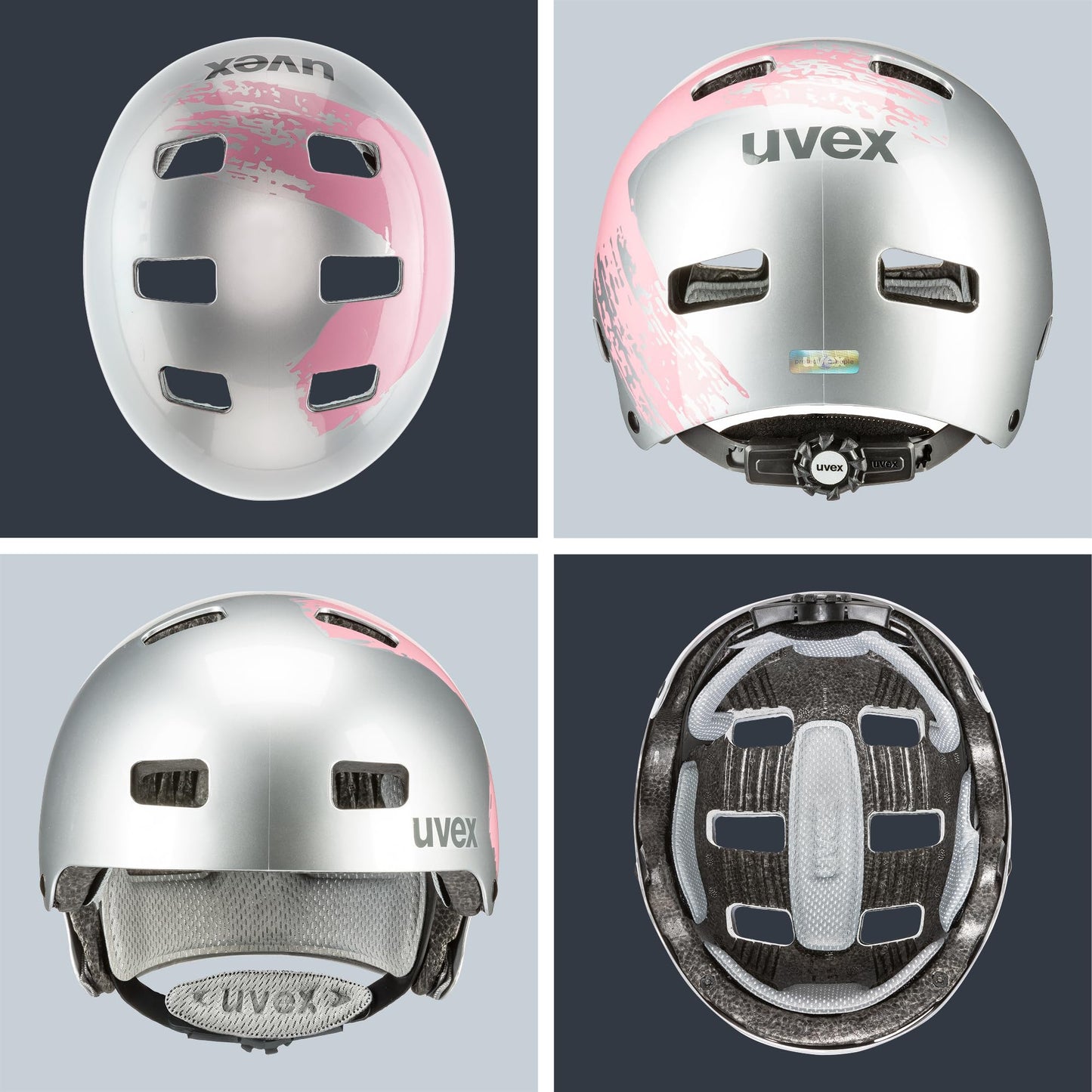 uvex Kid 3 - robust bicycle helmet for children - individual size adjustment - optimized ventilation - silver - rosé - 55-58 cm - S4148193617