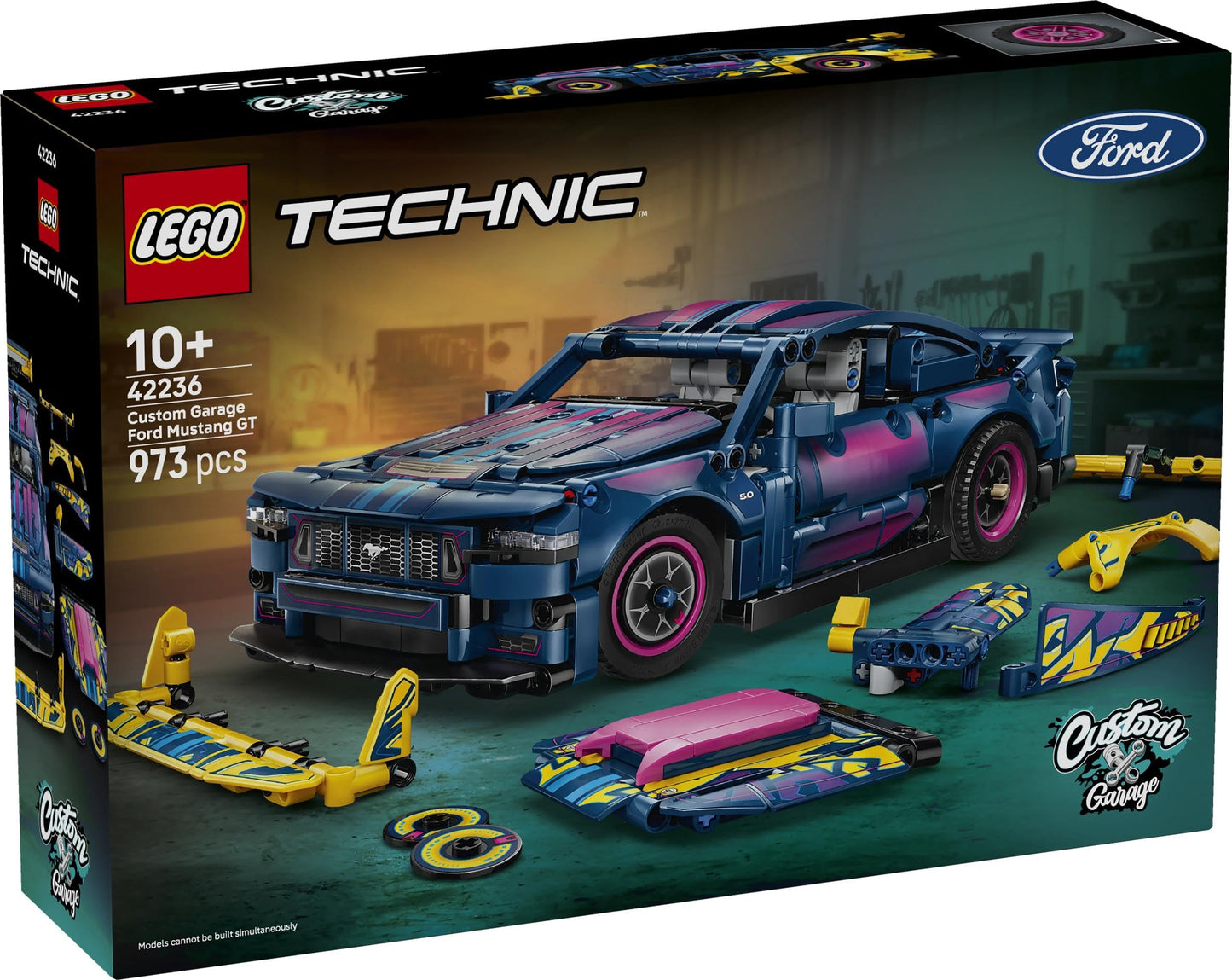 LEGO Technic Ford Mustang GT car from the tuning workshop - customizable toy car - speedster with steering and 8-cylinder piston engine - gift idea for children aged 10 and over - 42236