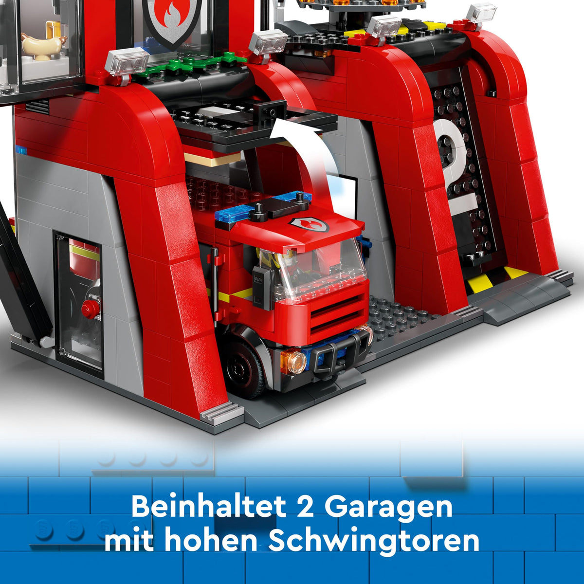 LEGO City Fire Station with Ladder Truck, fire-fighting toy set featuring a fire station and fire truck, birthday gift for children aged 6 and up, set includes a dog and 5 minifigures 60414