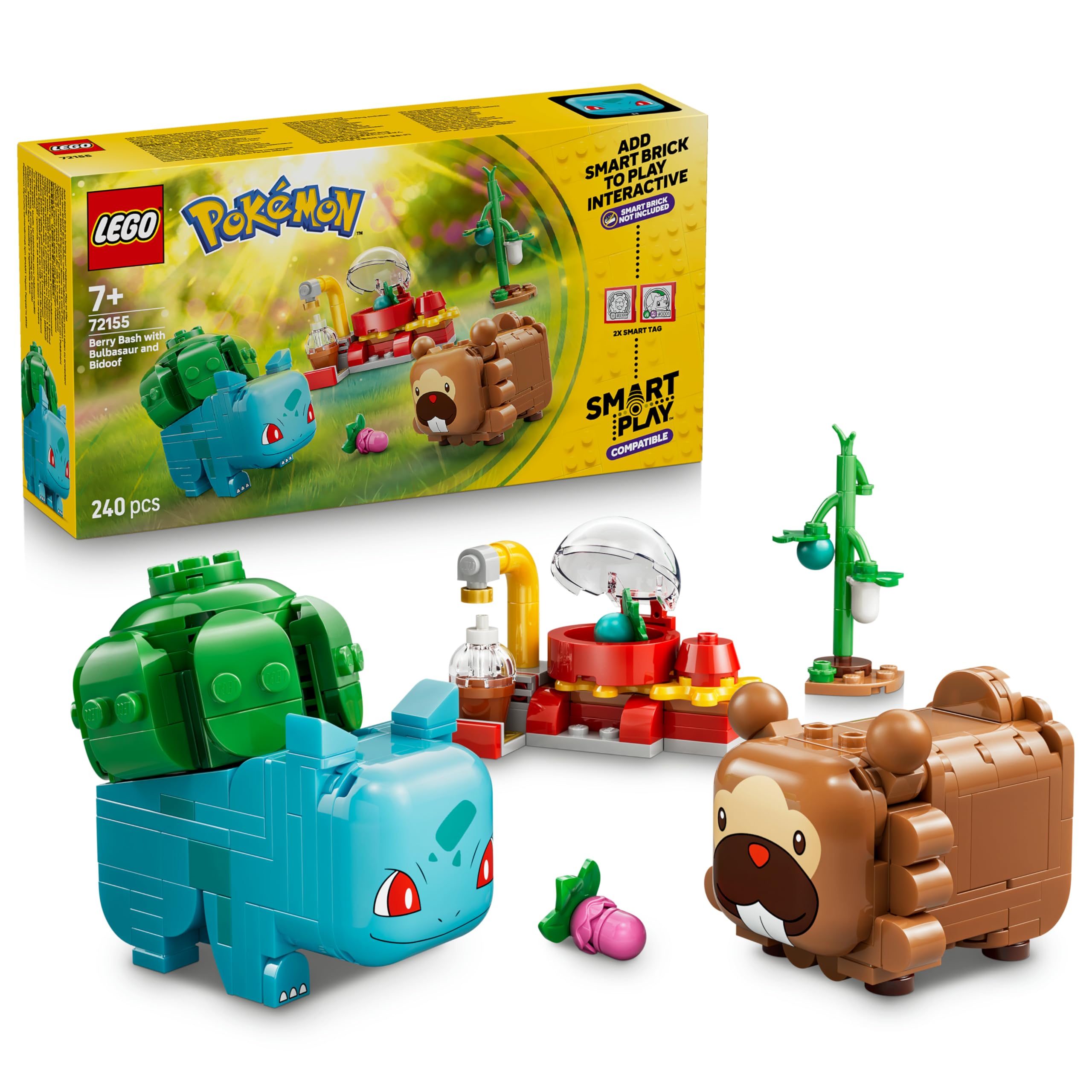 LEGO Pokémon SMART Play: Berry Party with Bulbasaur and Bidiza - compatible interactive set with 2 SMART tags and 2 Pokémon figures - gift idea for children aged 7 and up - 72155