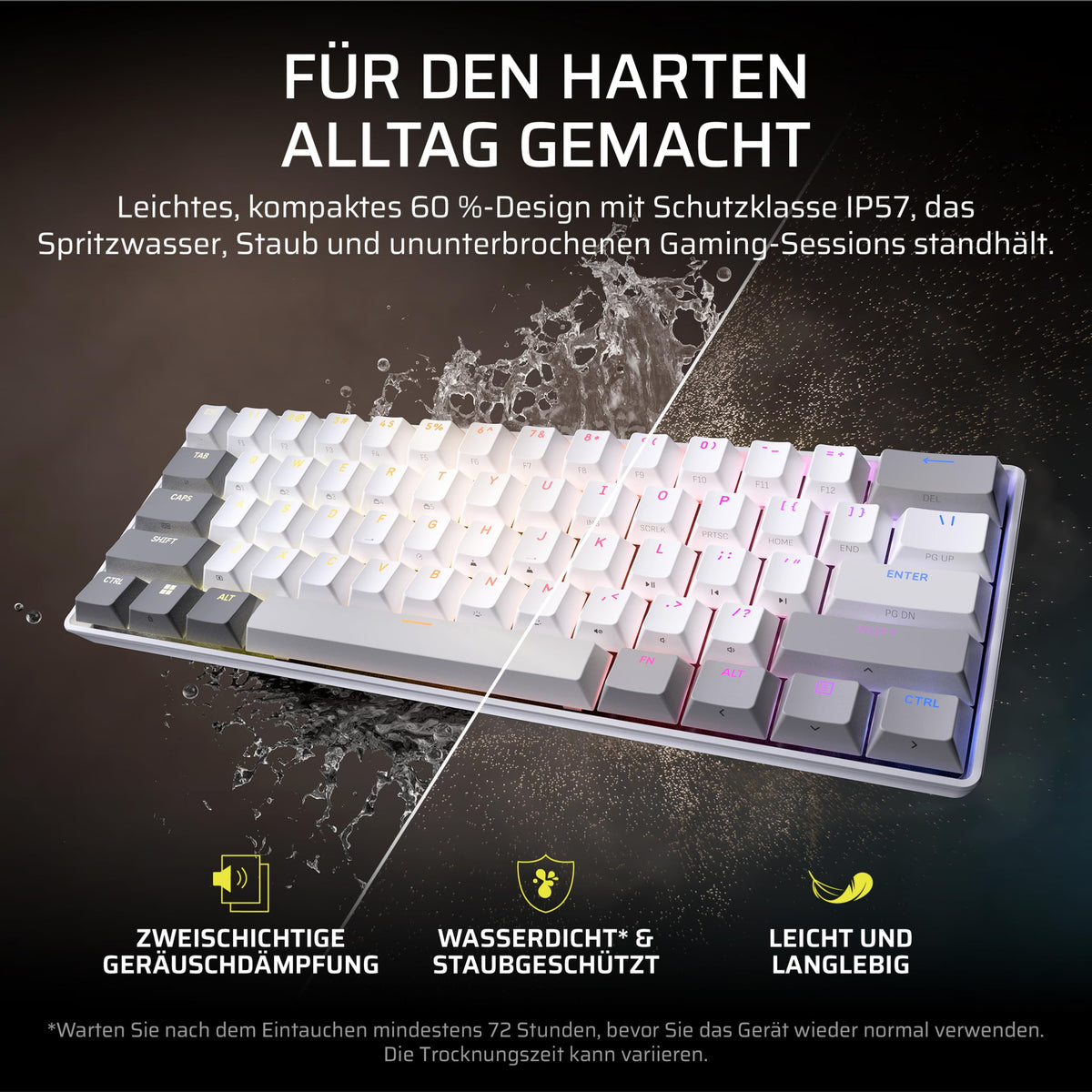 Corsair Clipper PRO MINI 60 SOCD Gaming-Tastatur cu efect Hall – Alb - CH-979111J-DE